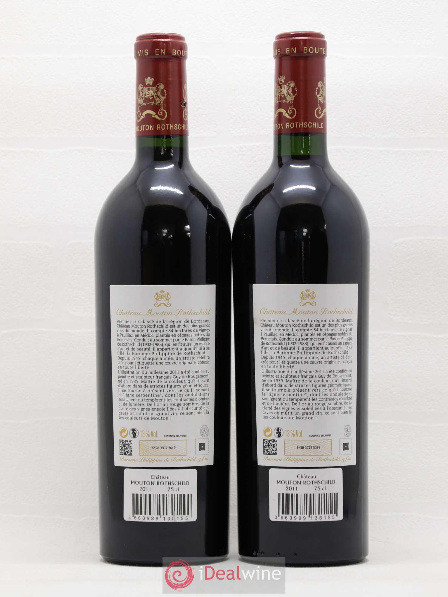 Château Mouton Rothschild 1er Grand Cru Classé 2011 - Lot de 2 bouteilles - 1