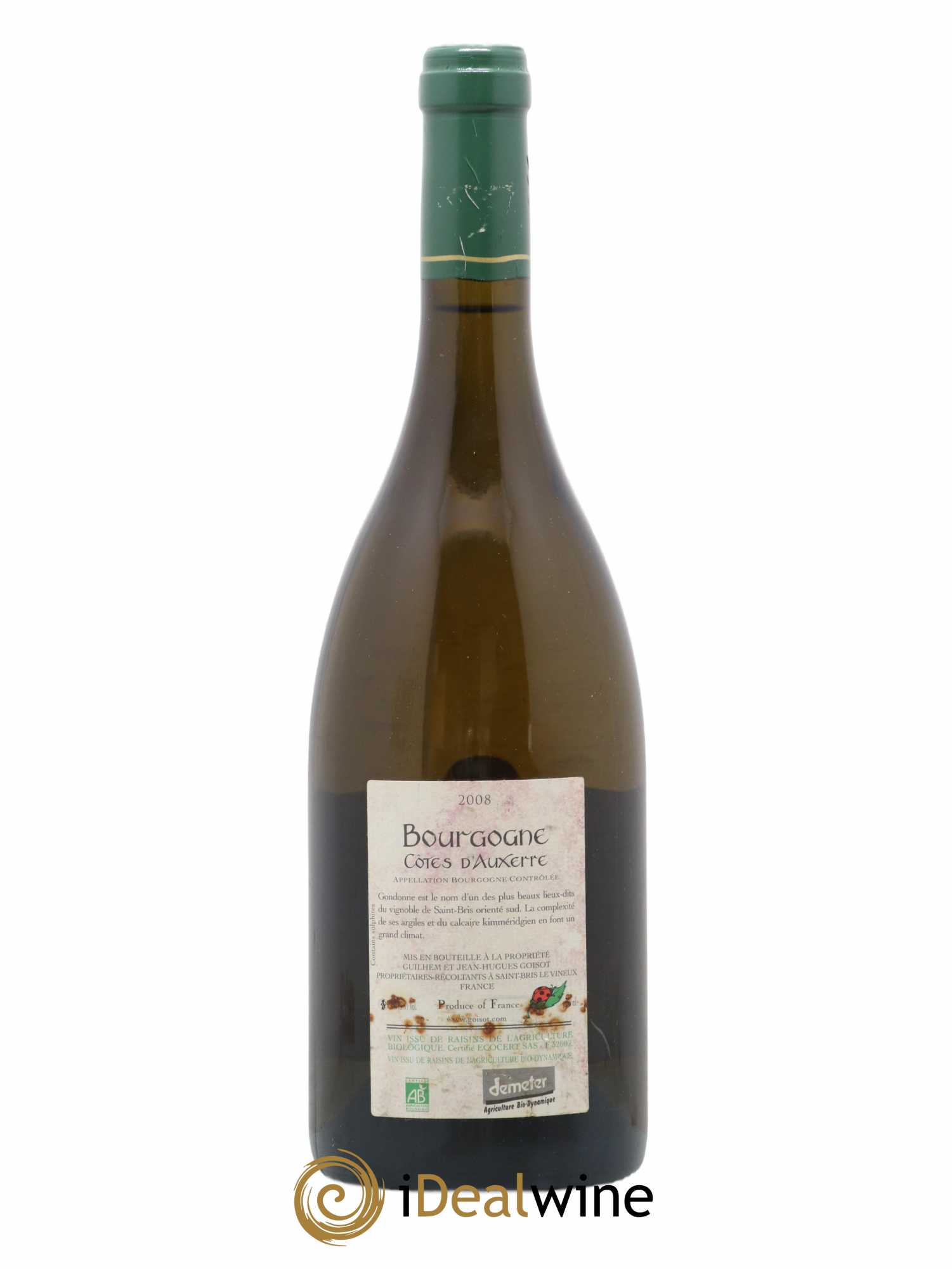 Bourgogne Côtes d'Auxerre Gondonne Goisot 2008 - Lot de 1 bouteille - 1