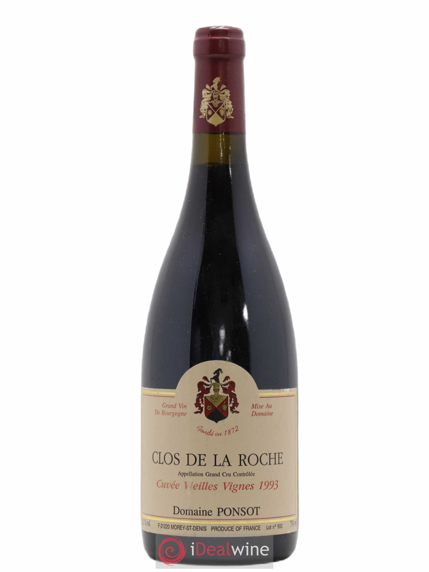 Clos de la Roche Grand Cru Vieilles Vignes Ponsot (Domaine) 1993 - Lot de 1 bouteille - 0