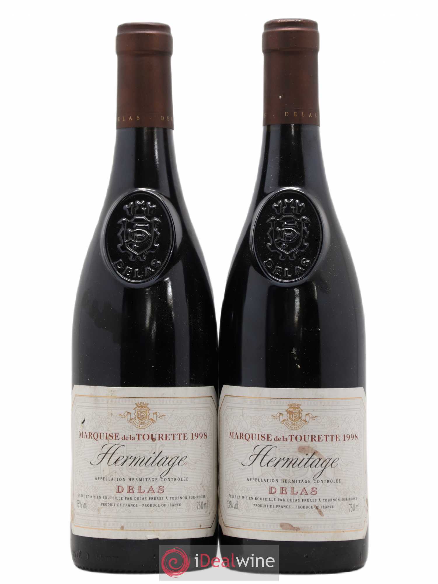Hermitage Marquise de la Tourette Delas Frères 1998 - Lot de 2 bouteilles - 0