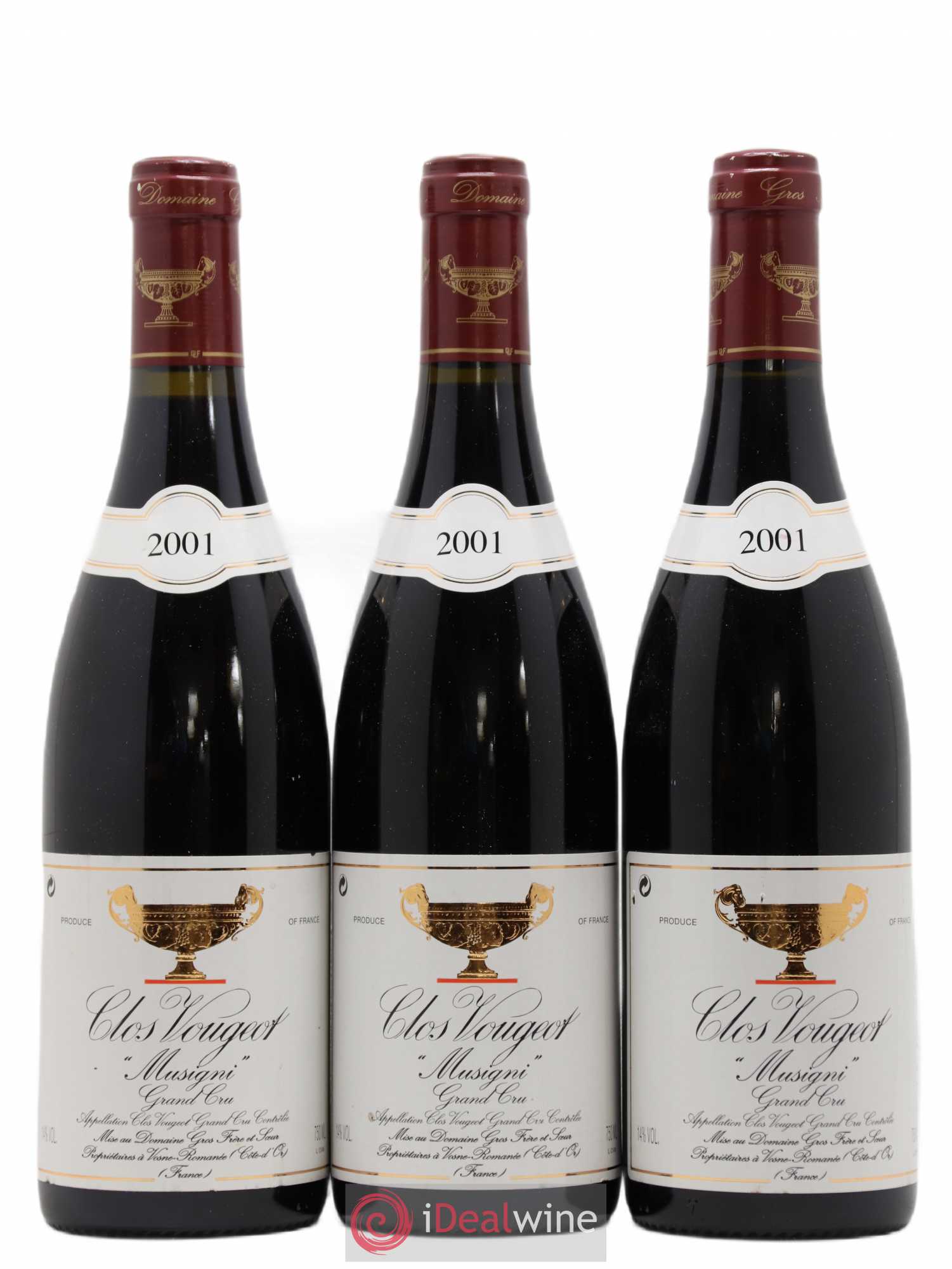 Clos de Vougeot Grand Cru Musigni Gros Frère & Soeur 2001 - Lot de 3 bouteilles - 0