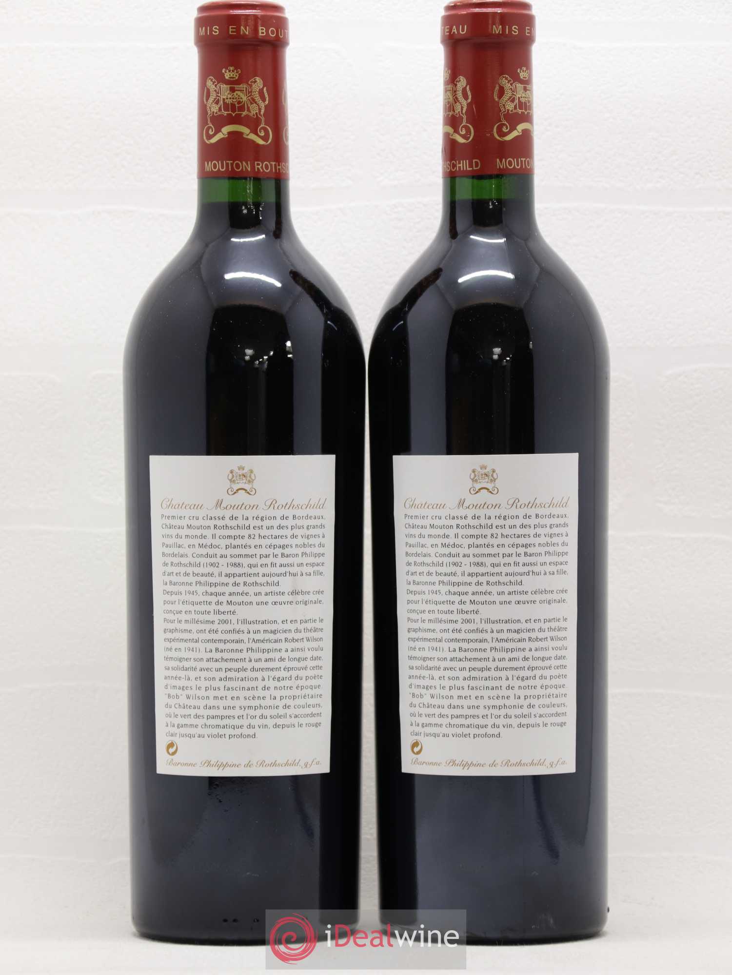 Château Mouton Rothschild 1er Grand Cru Classé 2001 - Lot de 2 bouteilles - 1