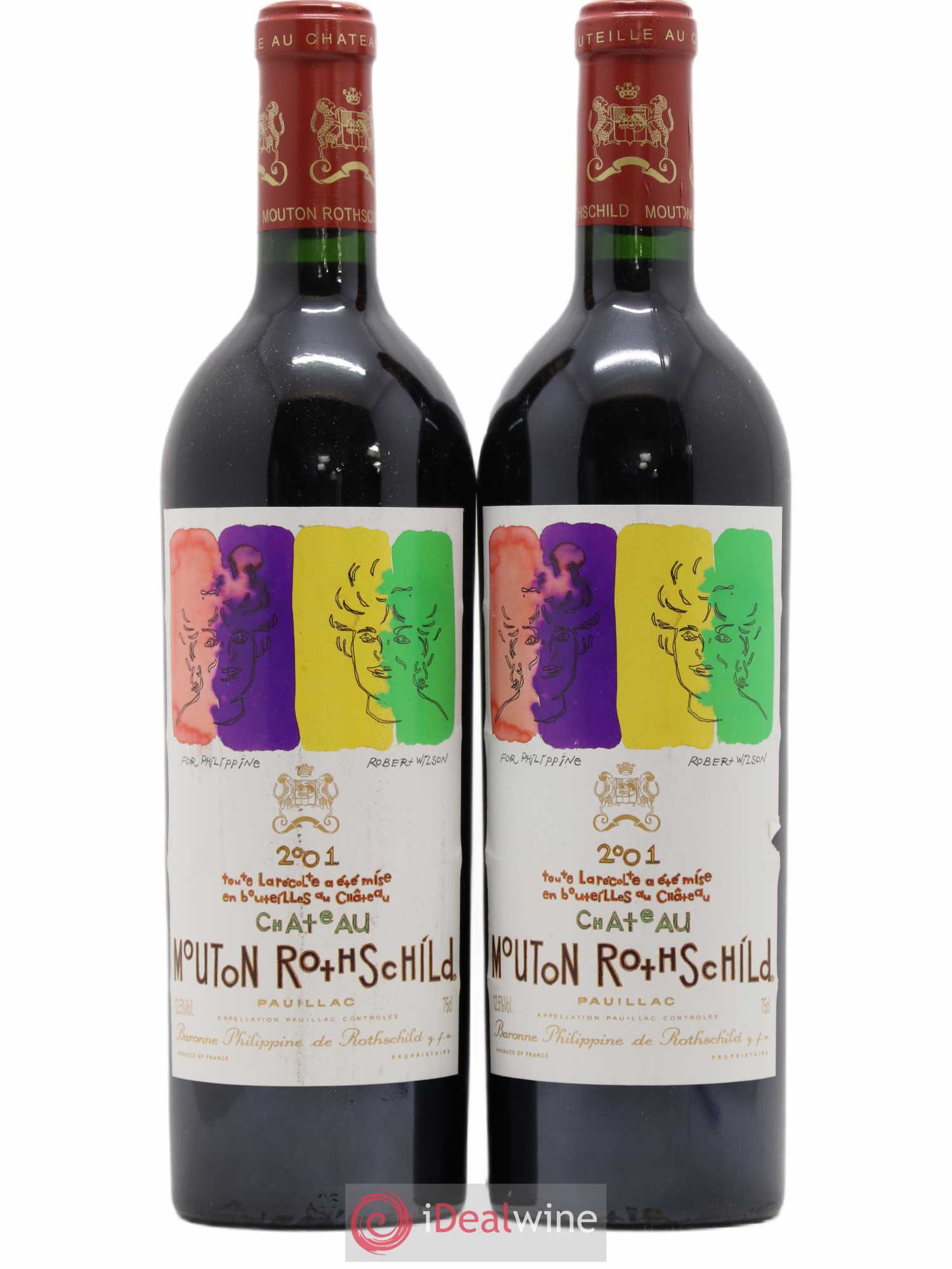 Château Mouton Rothschild 1er Grand Cru Classé 2001 - Lot de 2 bouteilles - 0
