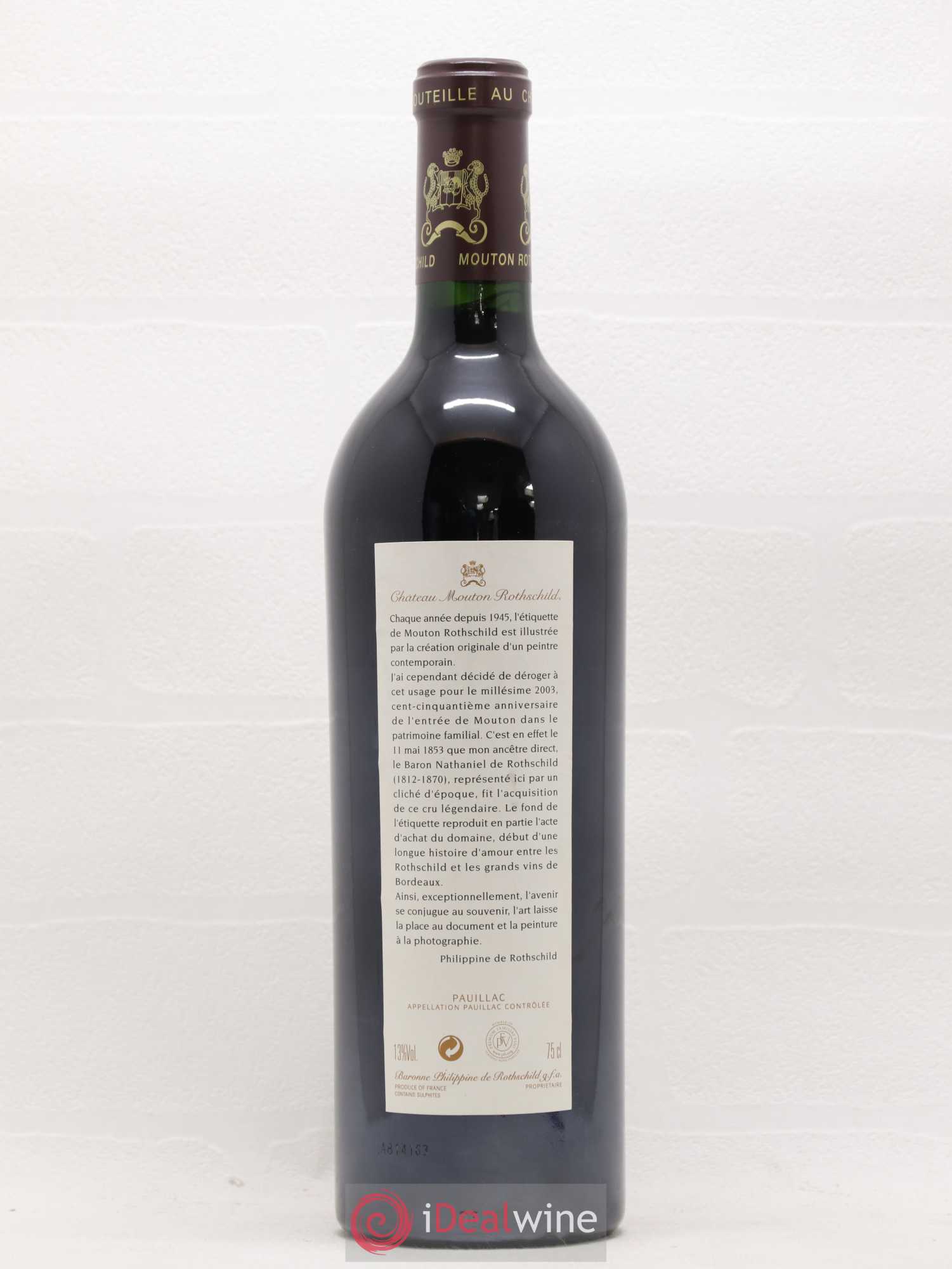 Château Mouton Rothschild 1er Grand Cru Classé 2003 - Lot de 1 bouteille - 1
