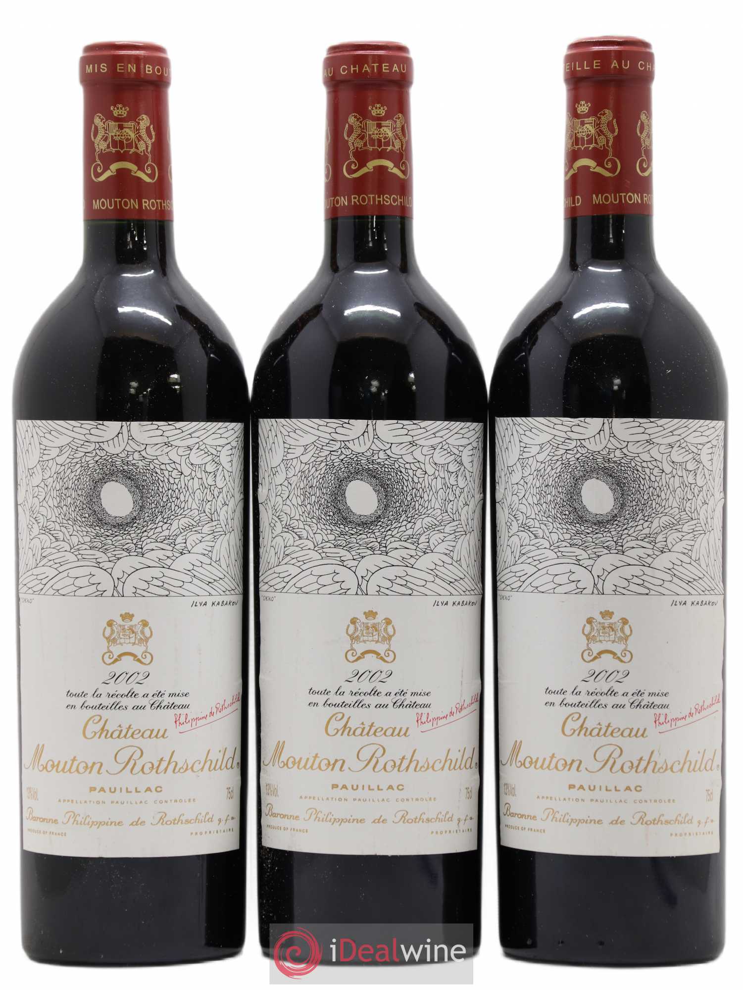 Château Mouton Rothschild 1er Grand Cru Classé 2002 - Lot de 3 bouteilles - 0