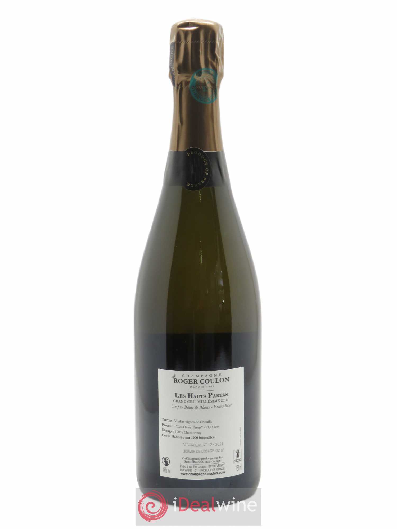 Les Haut Partas Blanc de Blancs Extra-Brut Roger Coulon 2015 - Lot of 1 bottle - 1