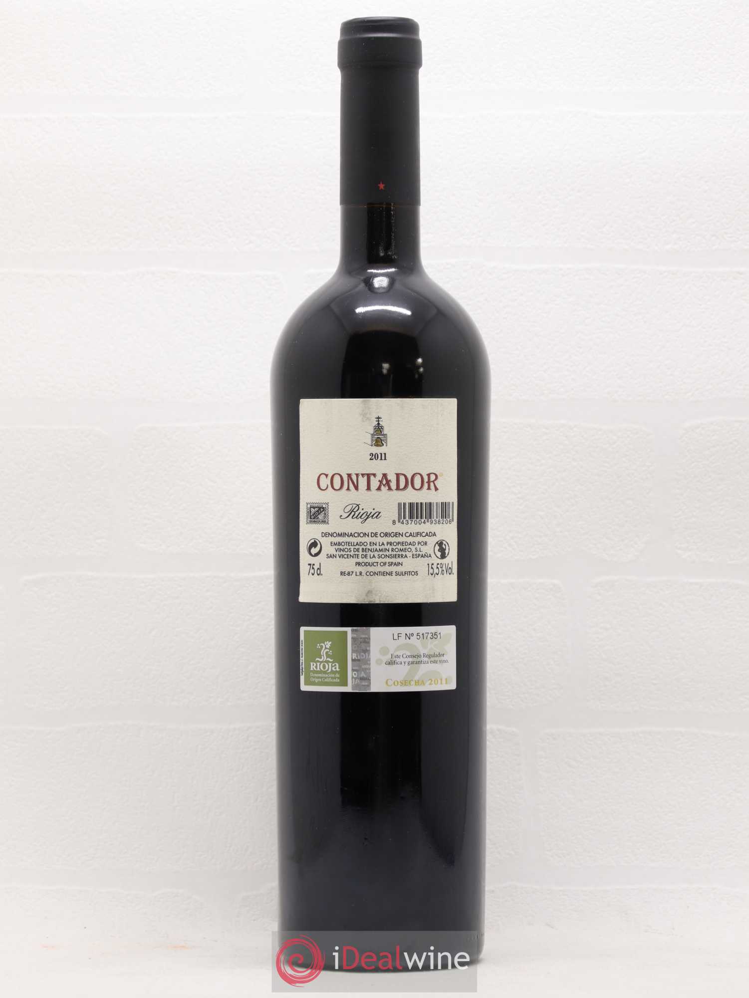 Rioja DOCa Bodega Contador  DOCA Contador Benjamin Romeo 2011 - Lot of 1 bottle - 1