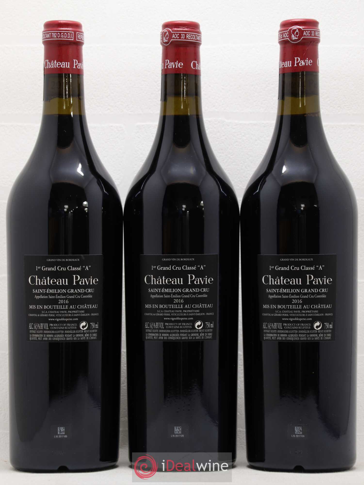 Château Pavie 1er Grand Cru Classé A 2016 - Lot de 3 bouteilles - 1