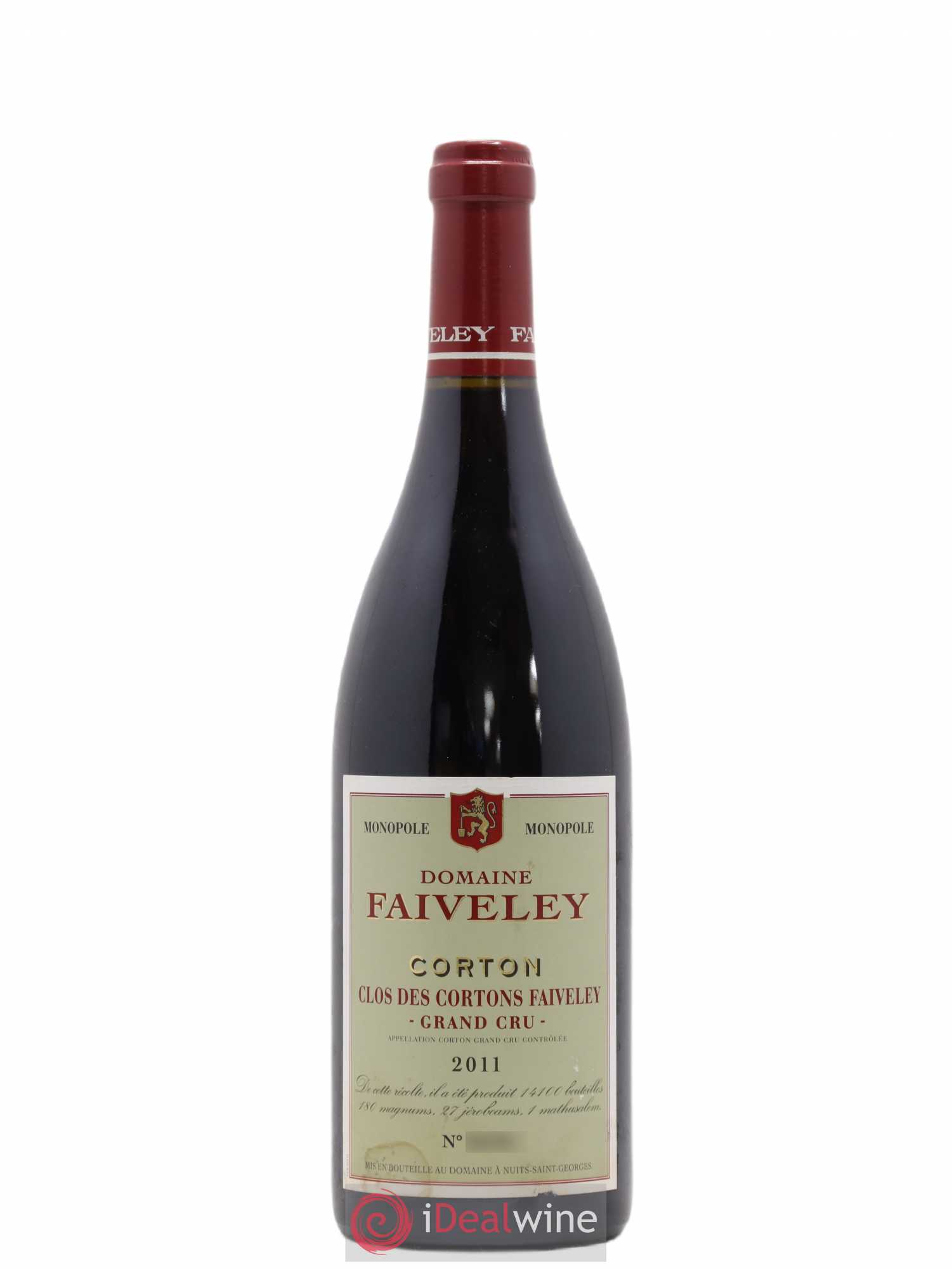 Corton Grand Cru Clos des Cortons Faiveley Domaine Faiveley 2011 - Posten von 1 Flasche - 0