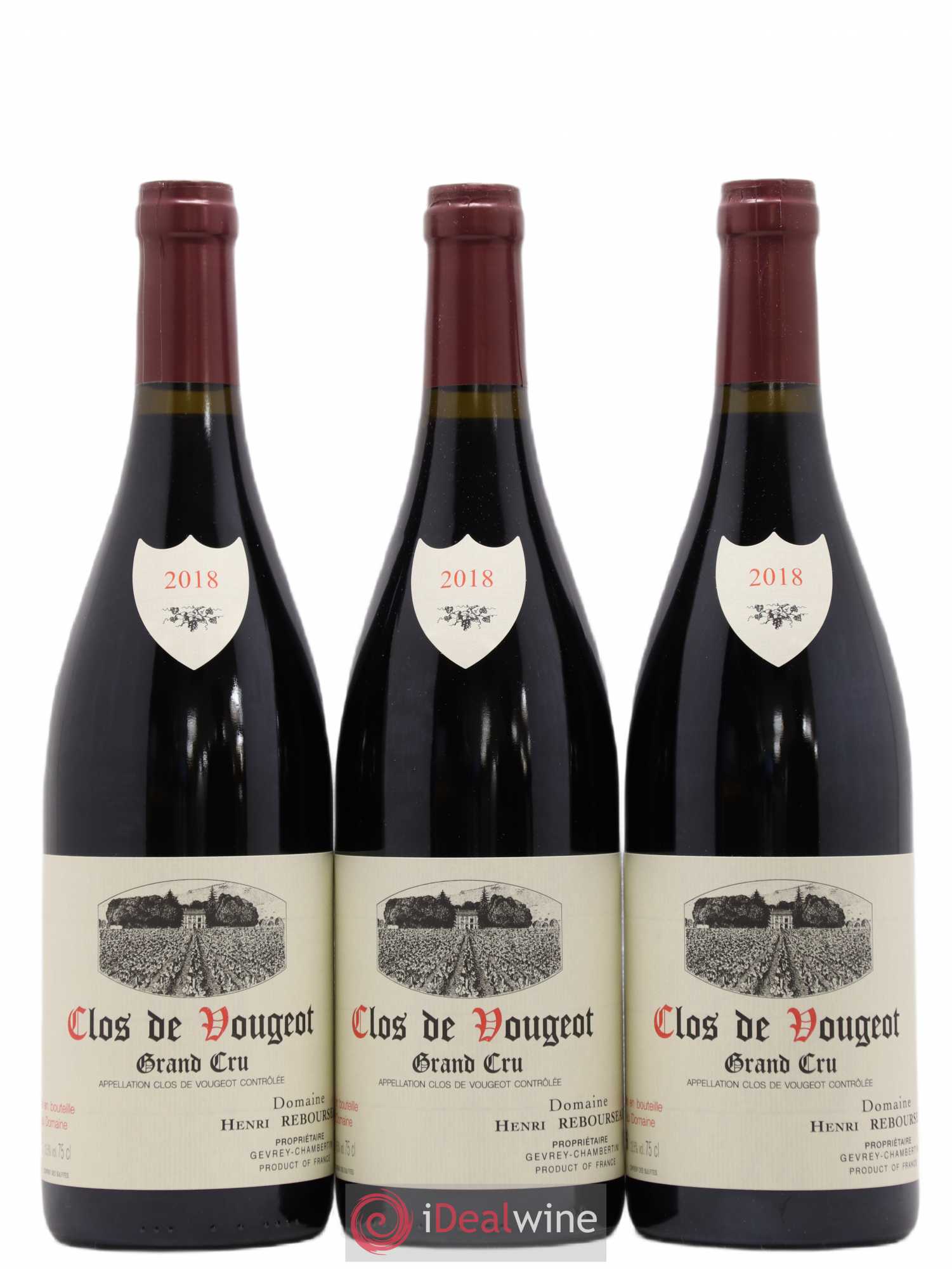 Clos de Vougeot Grand Cru Henri Rebourseau (Domaine) 2018 - Lot de 3 bouteilles - 0