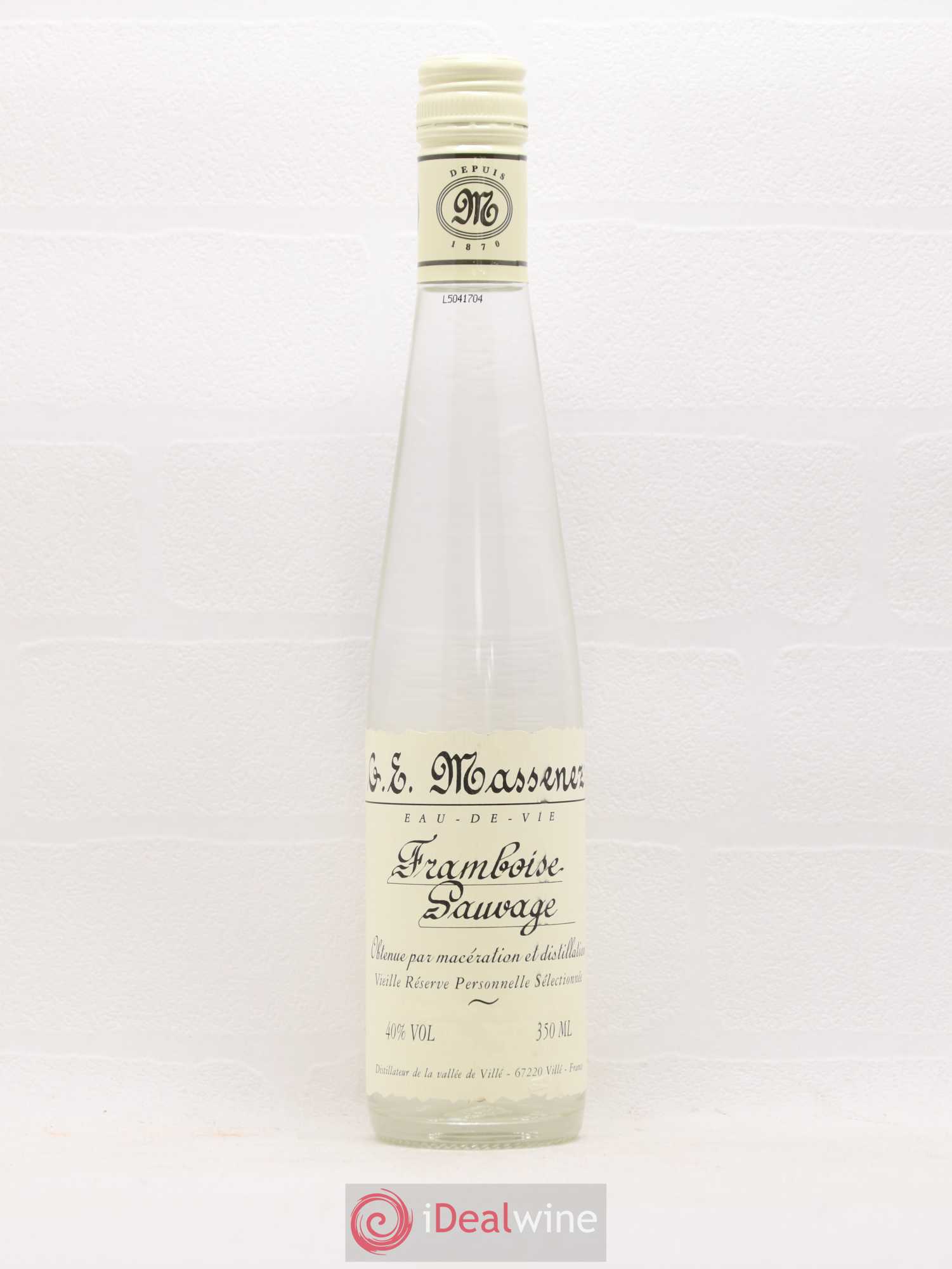 Alcool Eau de vie Framboise Sauvage Massenez - Lot de 1 demi bouteille - 1