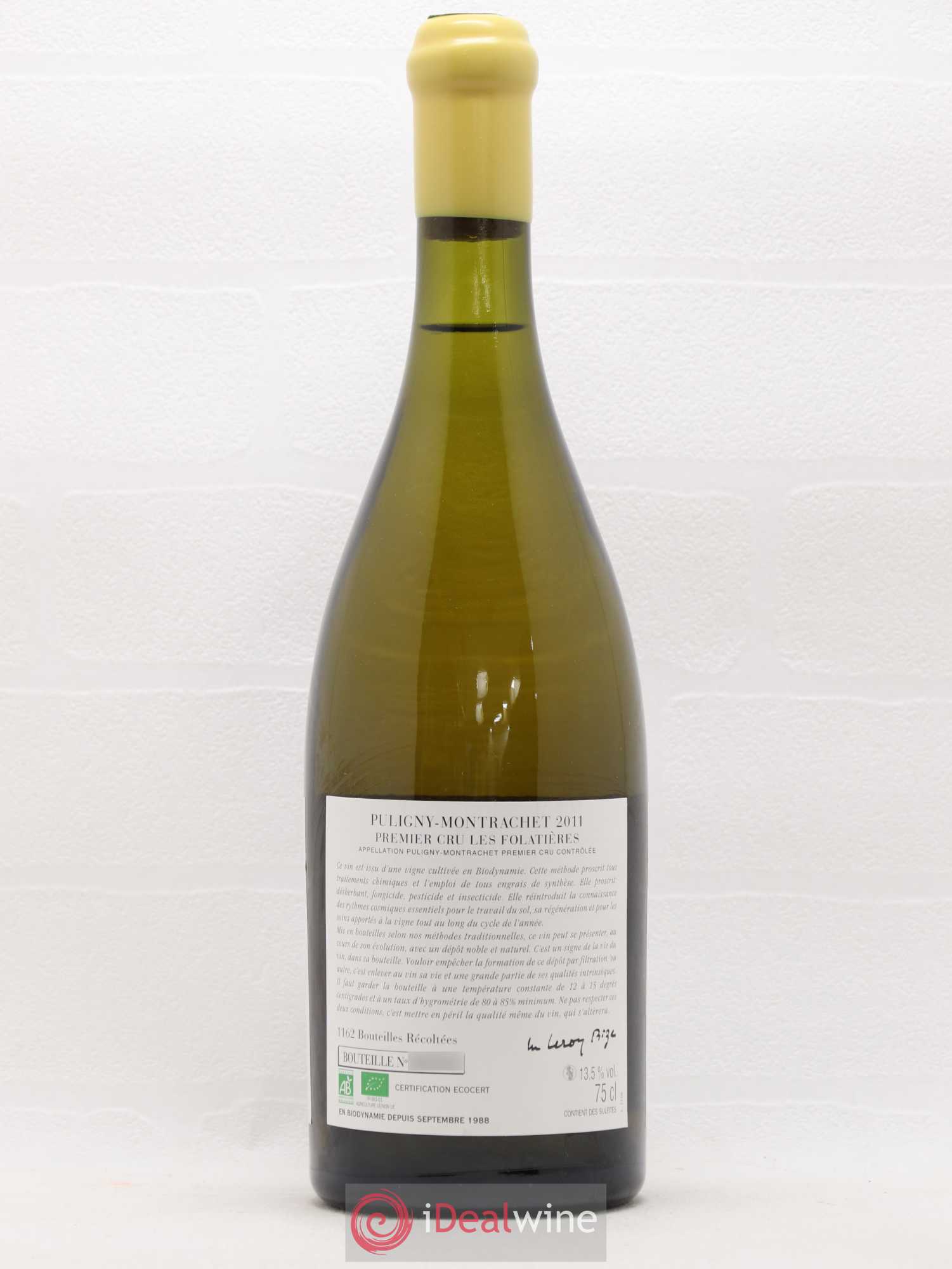 Puligny-Montrachet 1er Cru Les Folatières d'Auvenay (Domaine) 2011 - Lot de 1 bouteille - 1