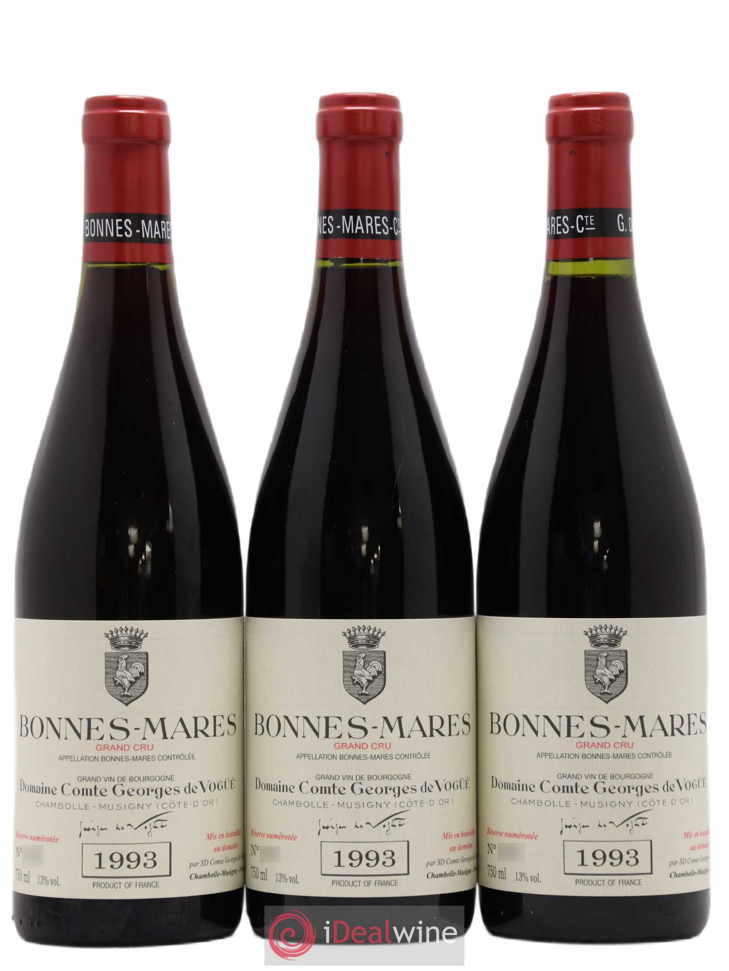 Bonnes-Mares Grand Cru Comte Georges de Vogüé 1993 - Lot de 3 bouteilles - 0
