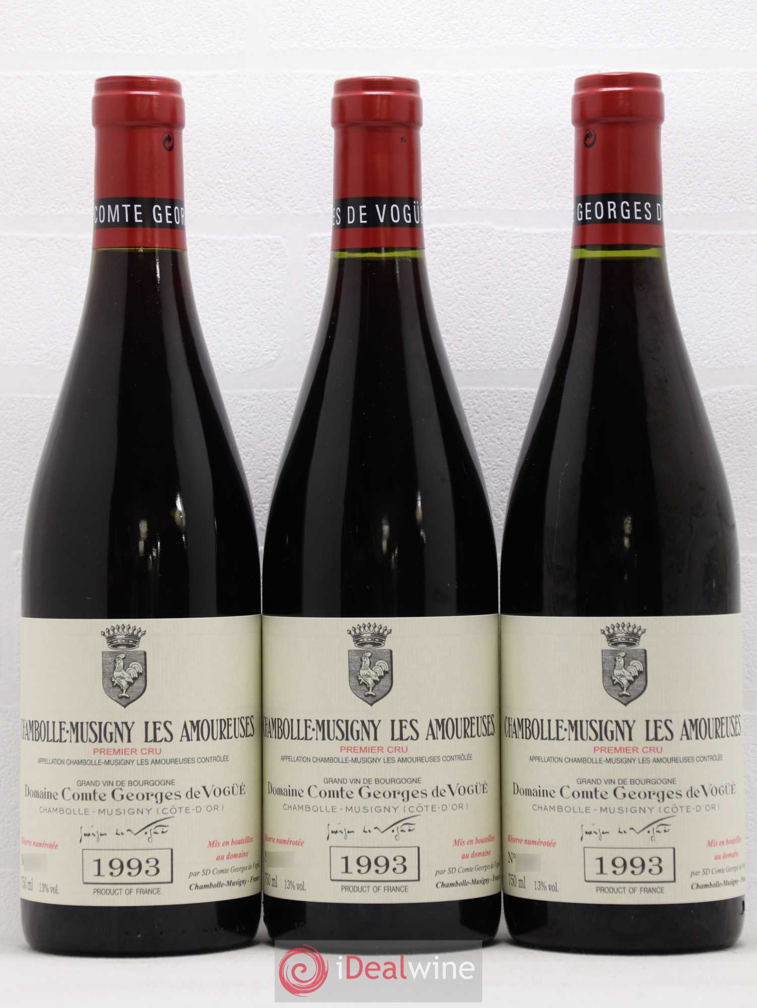 Chambolle-Musigny 1er Cru Les Amoureuses Comte Georges de Vogüé 1993 - Lot de 6 bouteilles - 1