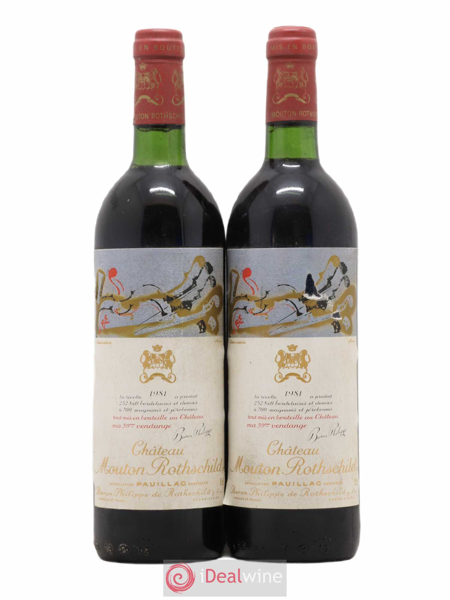 Château Mouton Rothschild 1er Grand Cru Classé 1981 - Lot de 2 bouteilles - 0