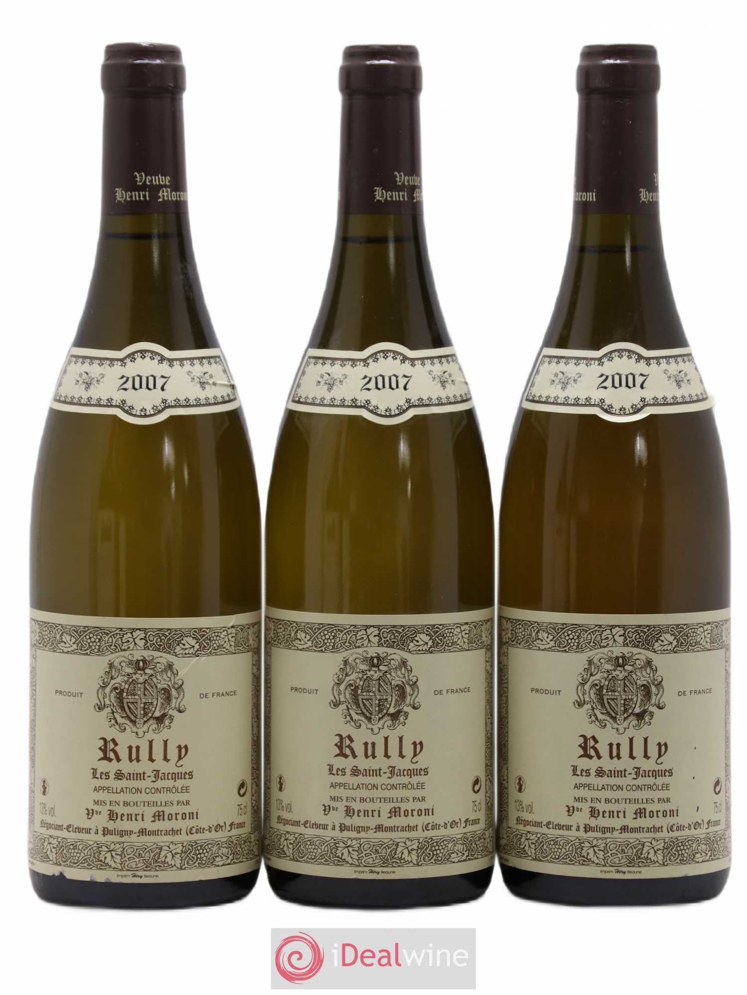 Rully Les Saint Jacques Henri Moroni 2007 - Posten von 3 Flaschen - 0