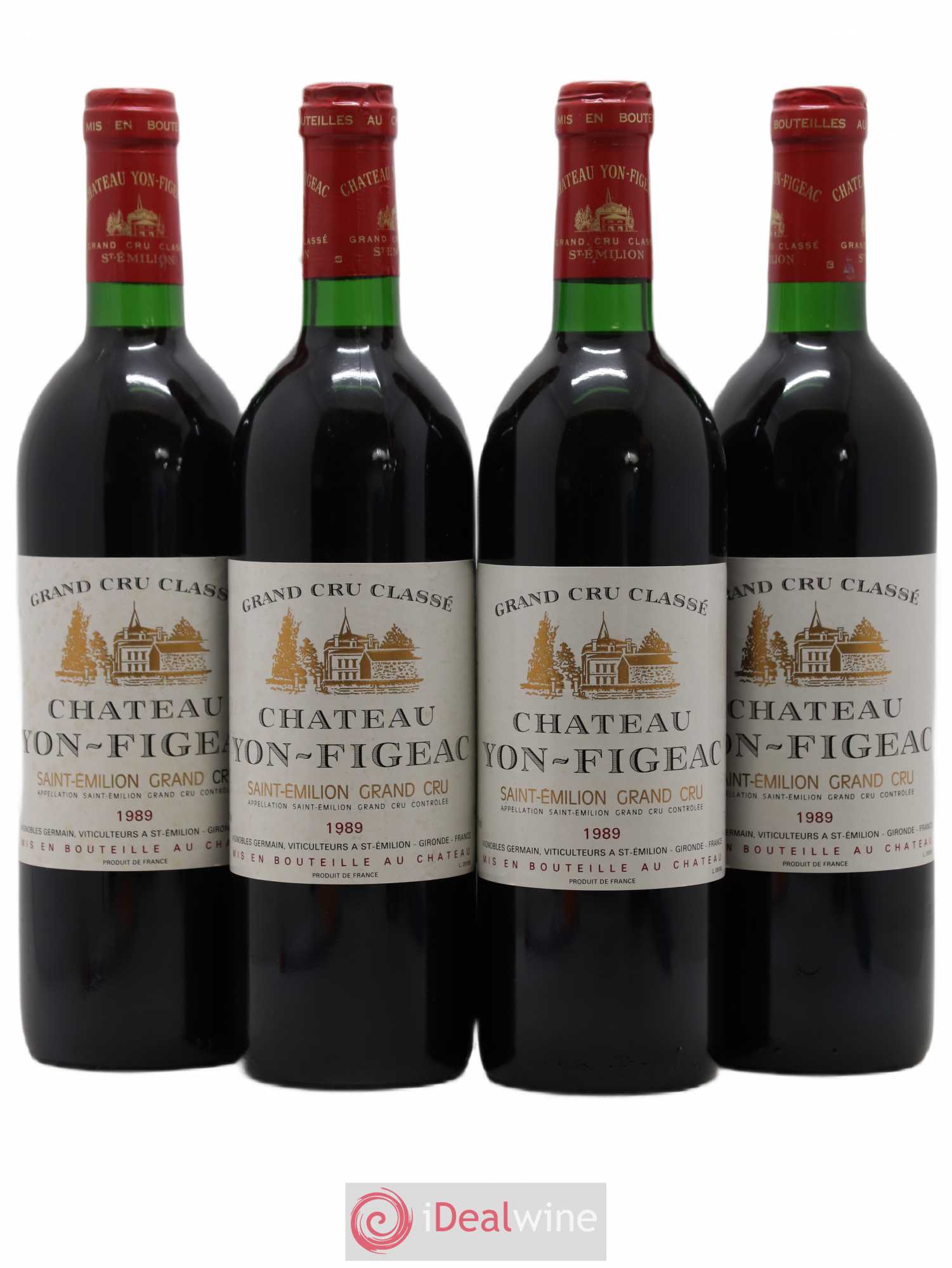 Château Yon Figeac Grand Cru Classé 1989 - Lot de 4 bouteilles - 0