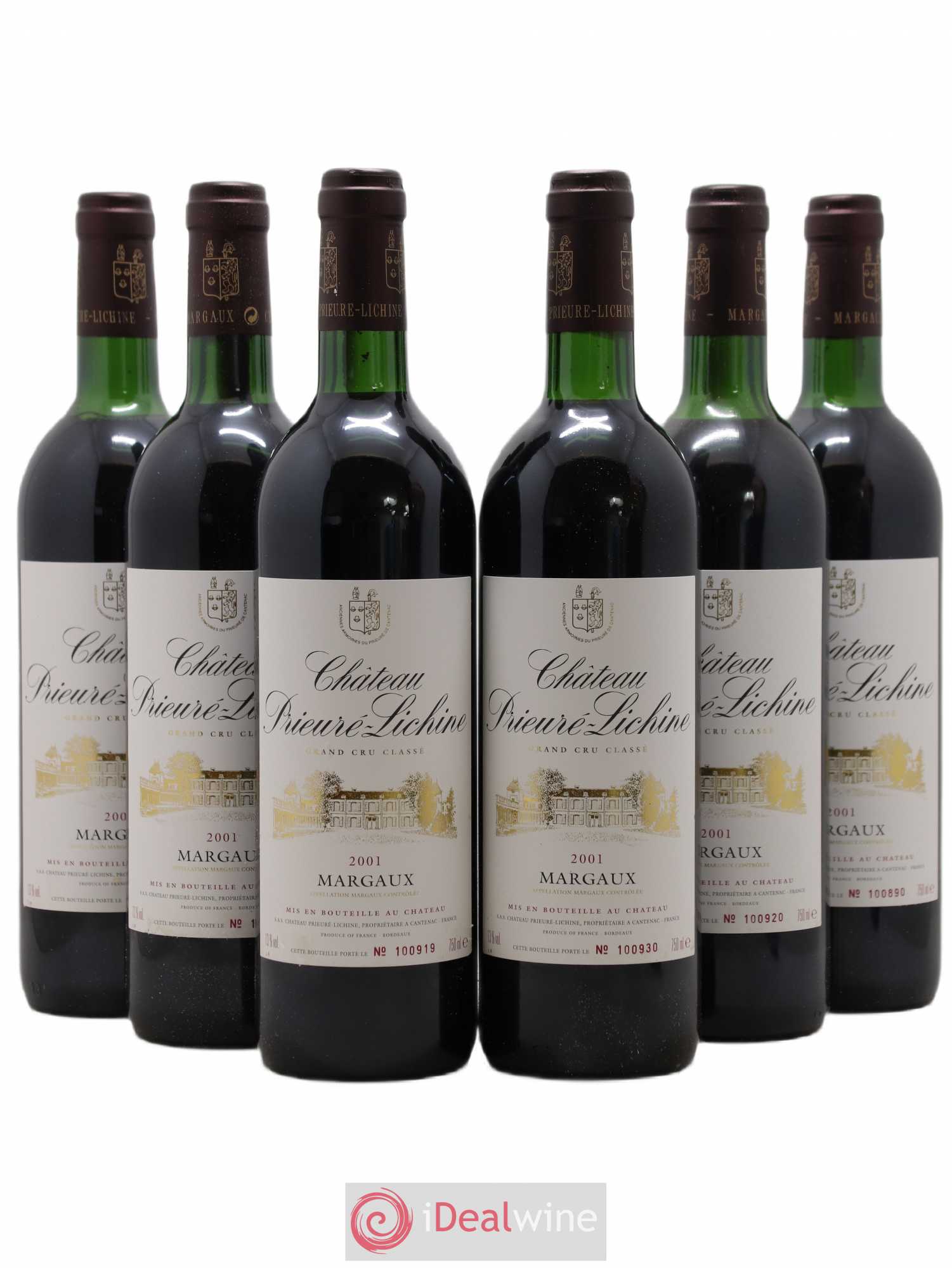 Château Prieuré Lichine 4ème Grand Cru Classé 2001 - Lot de 6 bouteilles - 0