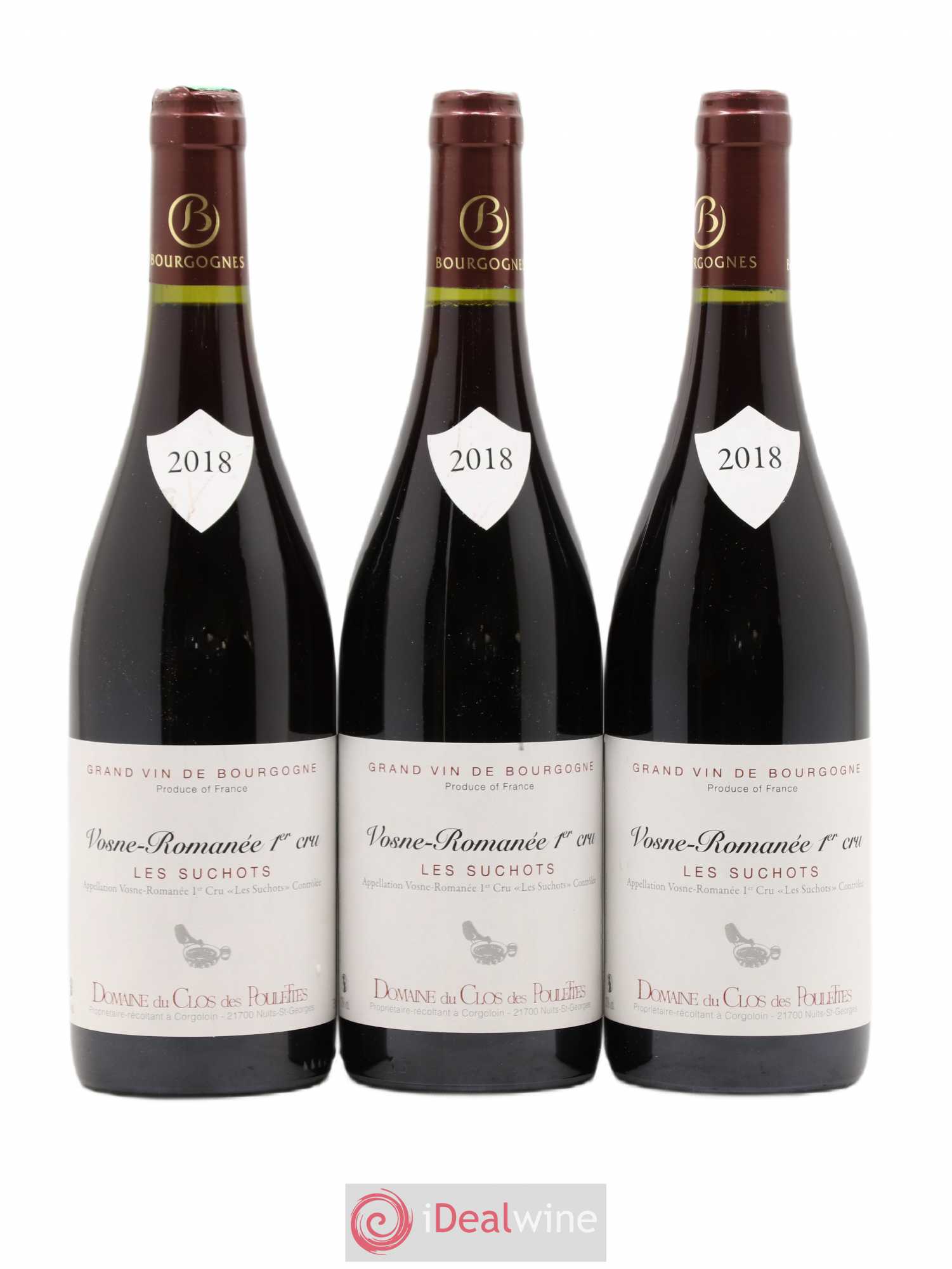 Vosne-Romanée 1er Cru Les Suchots Domaine du Clos des Poulettes 2018 - Posten von 3 Flaschen - 0