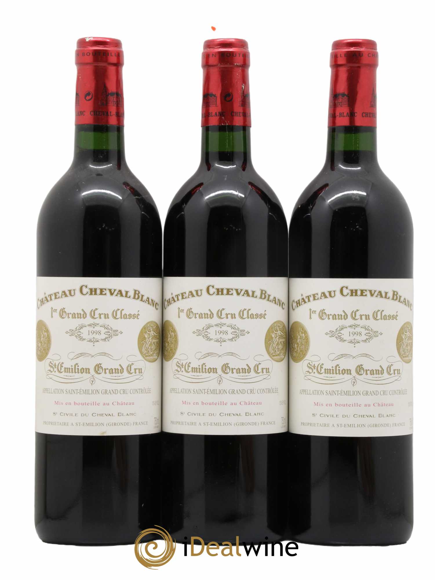Château Cheval Blanc 1er Grand Cru Classé A 1998 - Lot de 3 bouteilles - 0