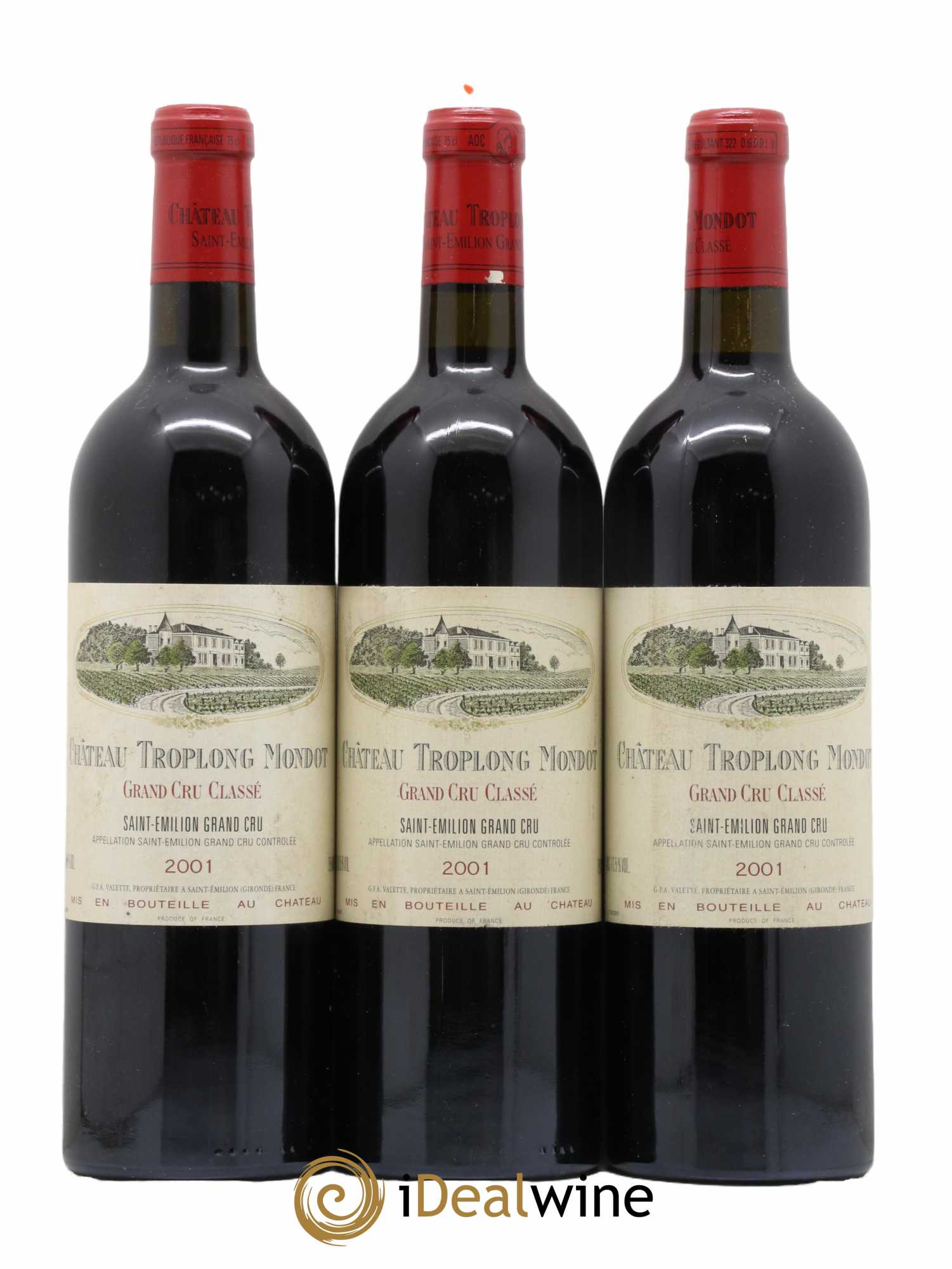 Château Troplong Mondot 1er Grand Cru Classé B 2001 - Lot de 3 bouteilles - 0