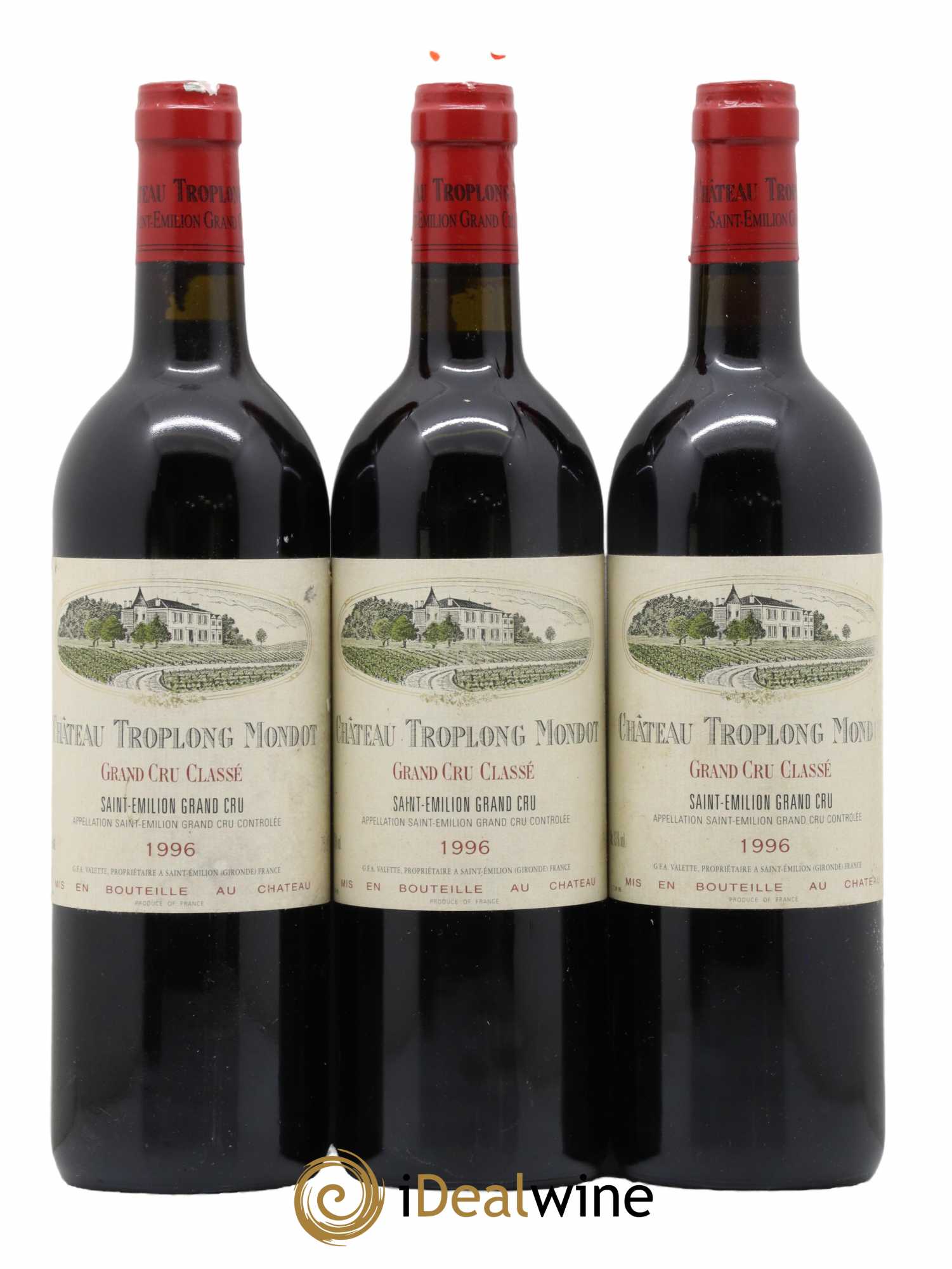 Château Troplong Mondot 1er Grand Cru Classé B 1996 - Lot de 3 bouteilles - 0