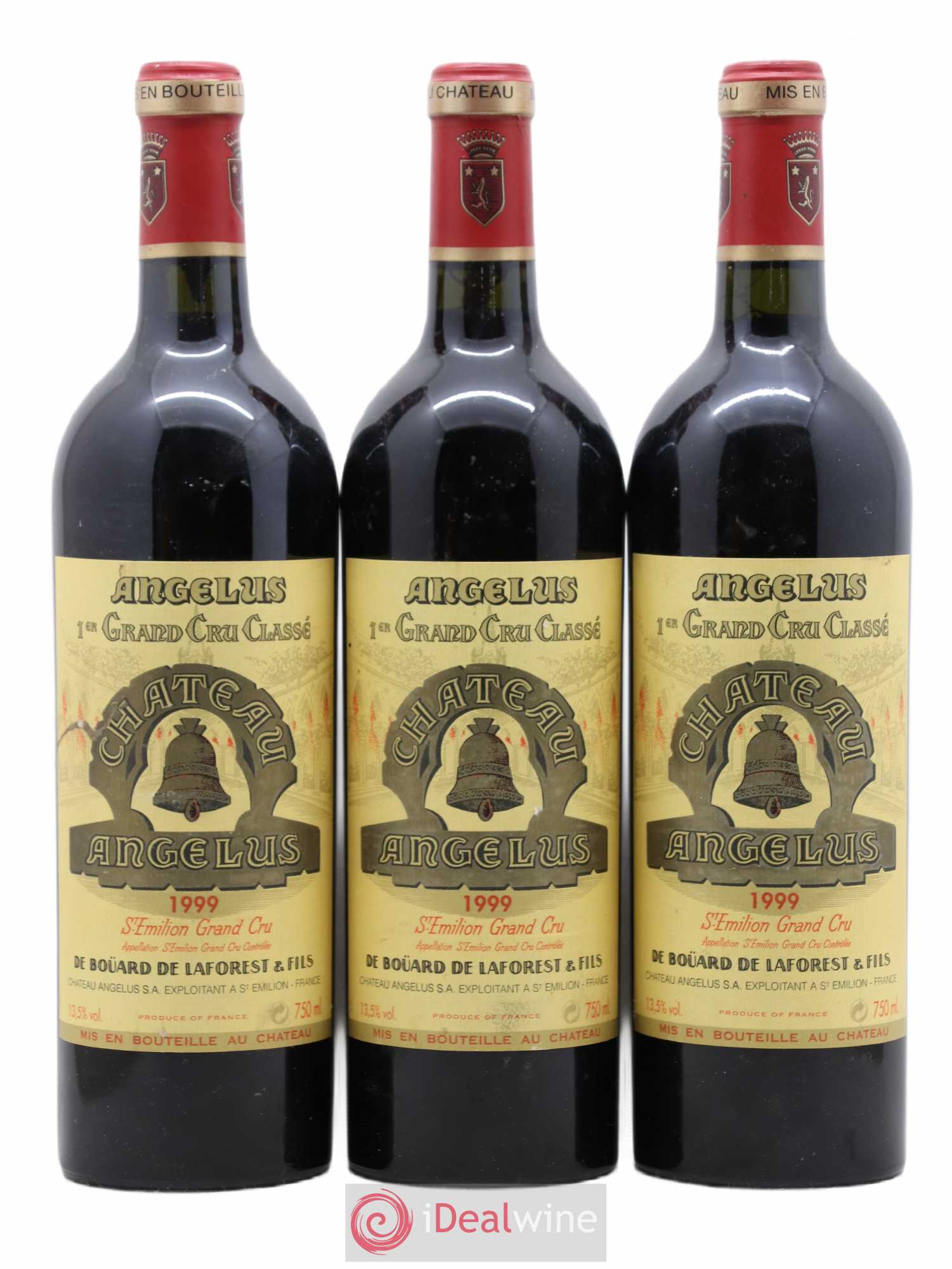 Château Angélus 1er Grand Cru Classé A 1999 - Lot de 3 bouteilles - 0