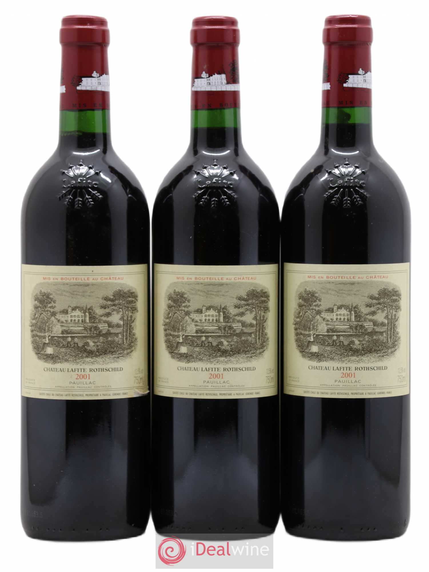 Château Lafite Rothschild 1er Grand Cru Classé 2001 - Lot de 3 bouteilles - 0