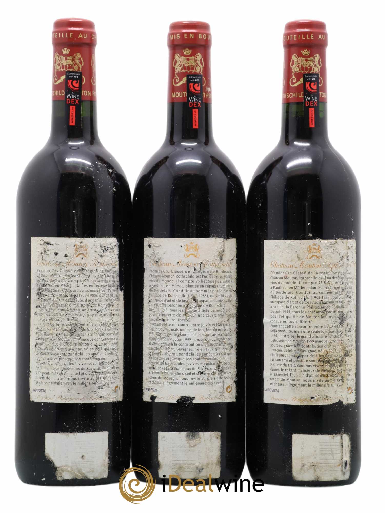 Château Mouton Rothschild 1er Grand Cru Classé 1999 - Lot de 3 bouteilles - 1