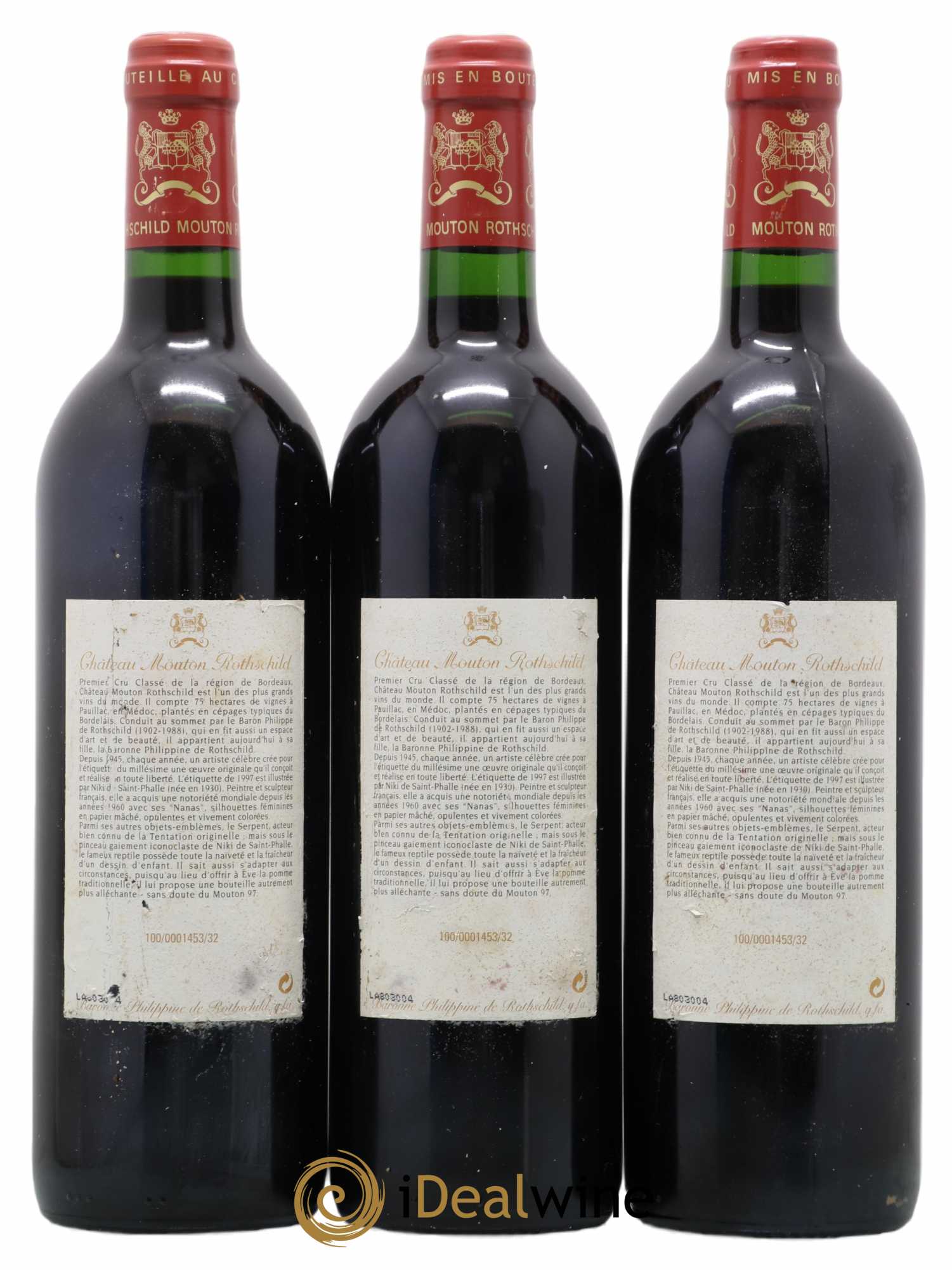 Château Mouton Rothschild 1er Grand Cru Classé 1997 - Lot de 3 bouteilles - 1