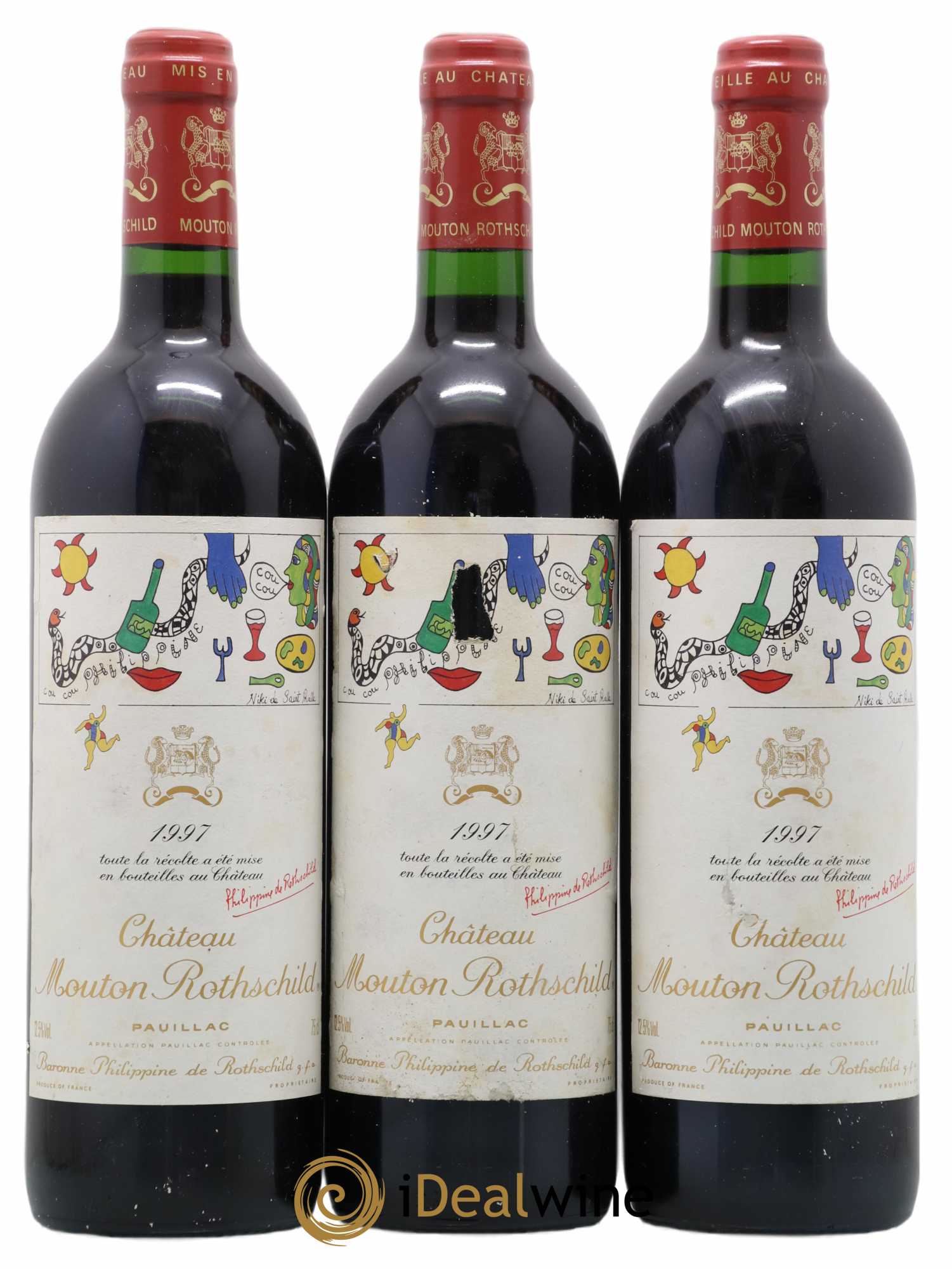 Château Mouton Rothschild 1er Grand Cru Classé 1997 - Lot de 3 bouteilles - 0
