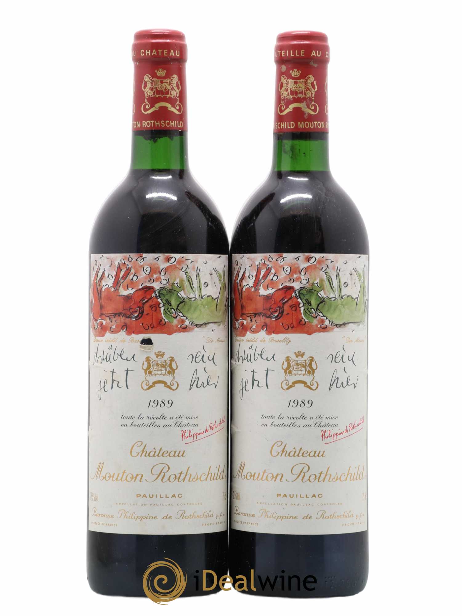 Château Mouton Rothschild 1er Grand Cru Classé 1989 - Lot de 2 bouteilles - 0