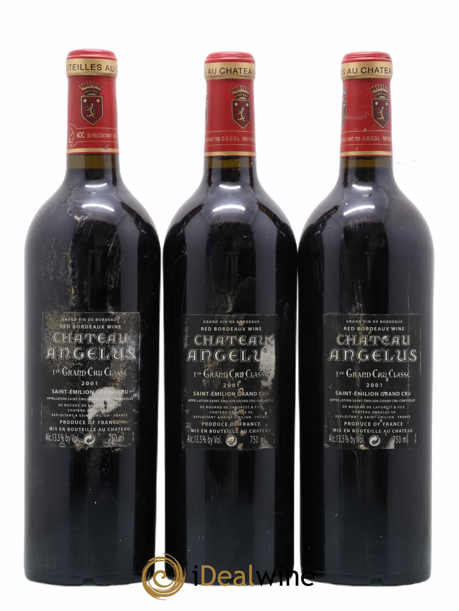 Château Angélus 1er Grand Cru Classé A 2001 - Lot of 3 bottles - 1