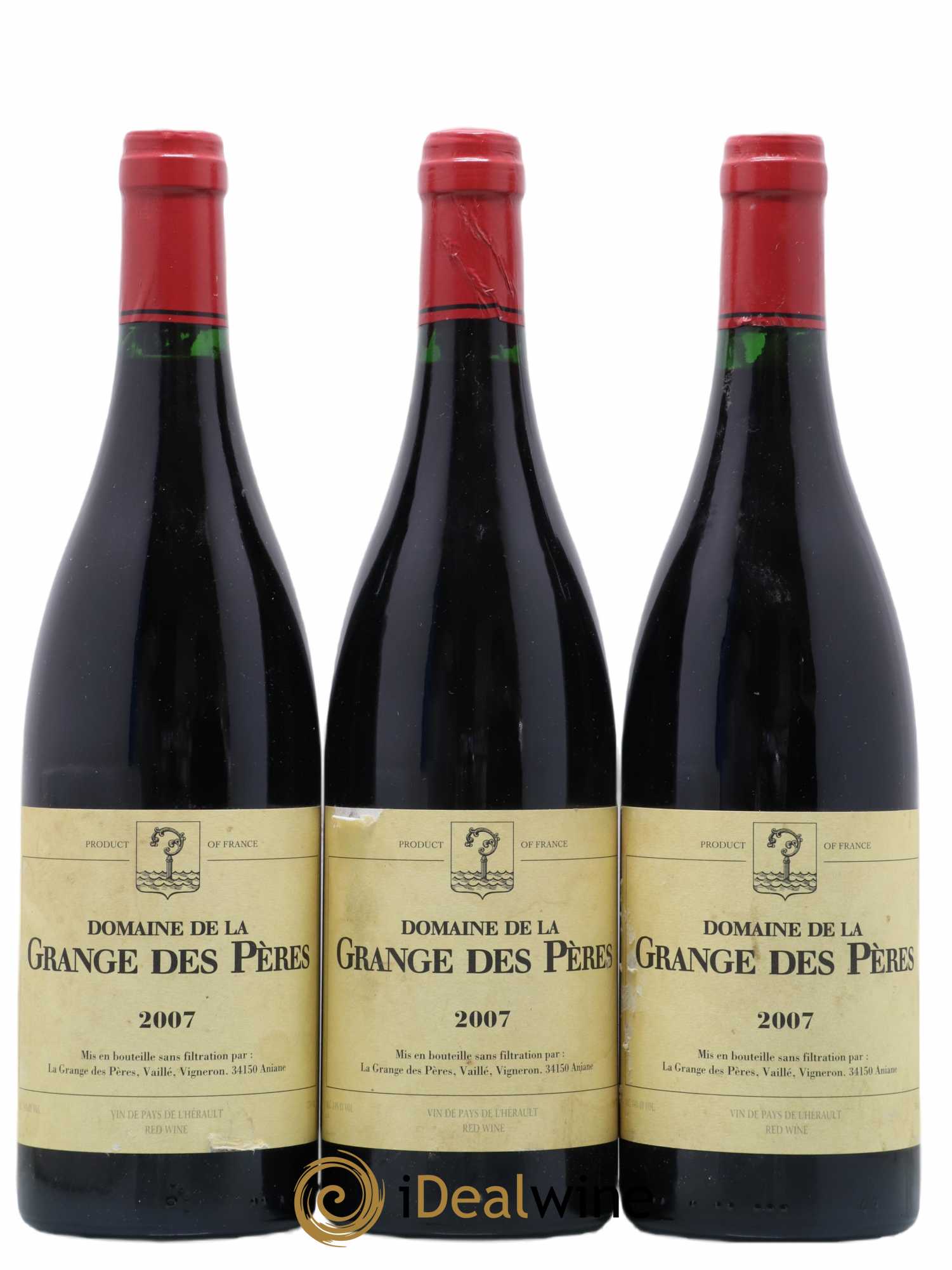 Pays d'Hérault Grange des Pères Laurent Vaillé 2007 - Lot de 3 bouteilles - 0