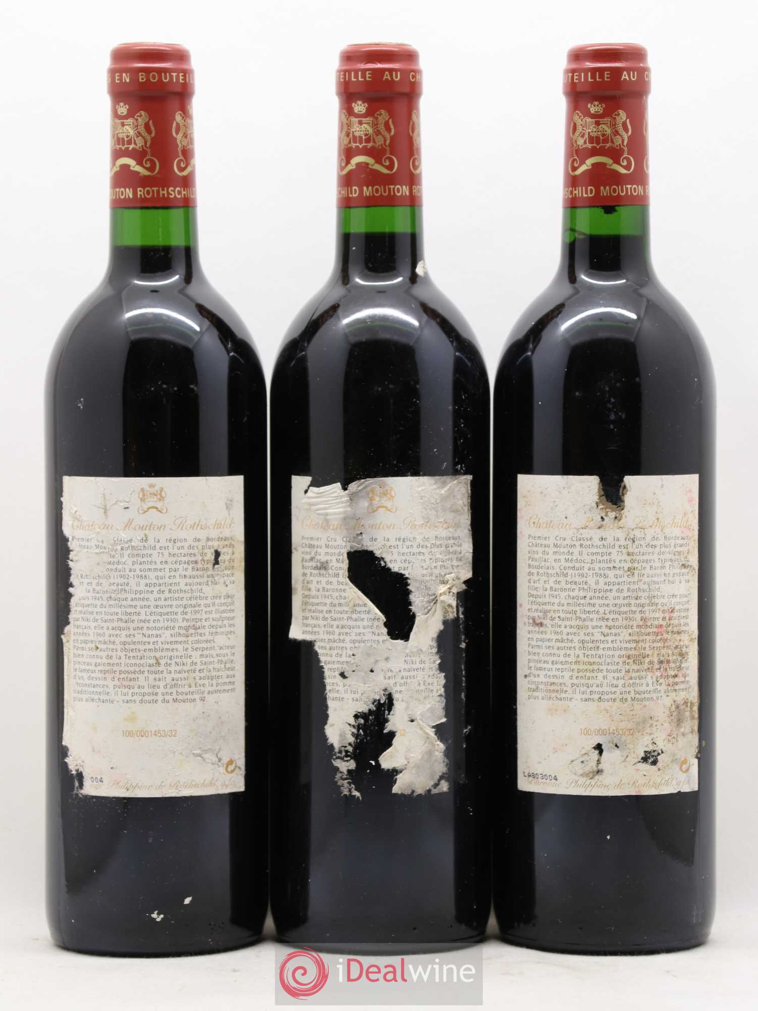 Château Mouton Rothschild 1er Grand Cru Classé 1997 - Lot de 3 bouteilles - 1