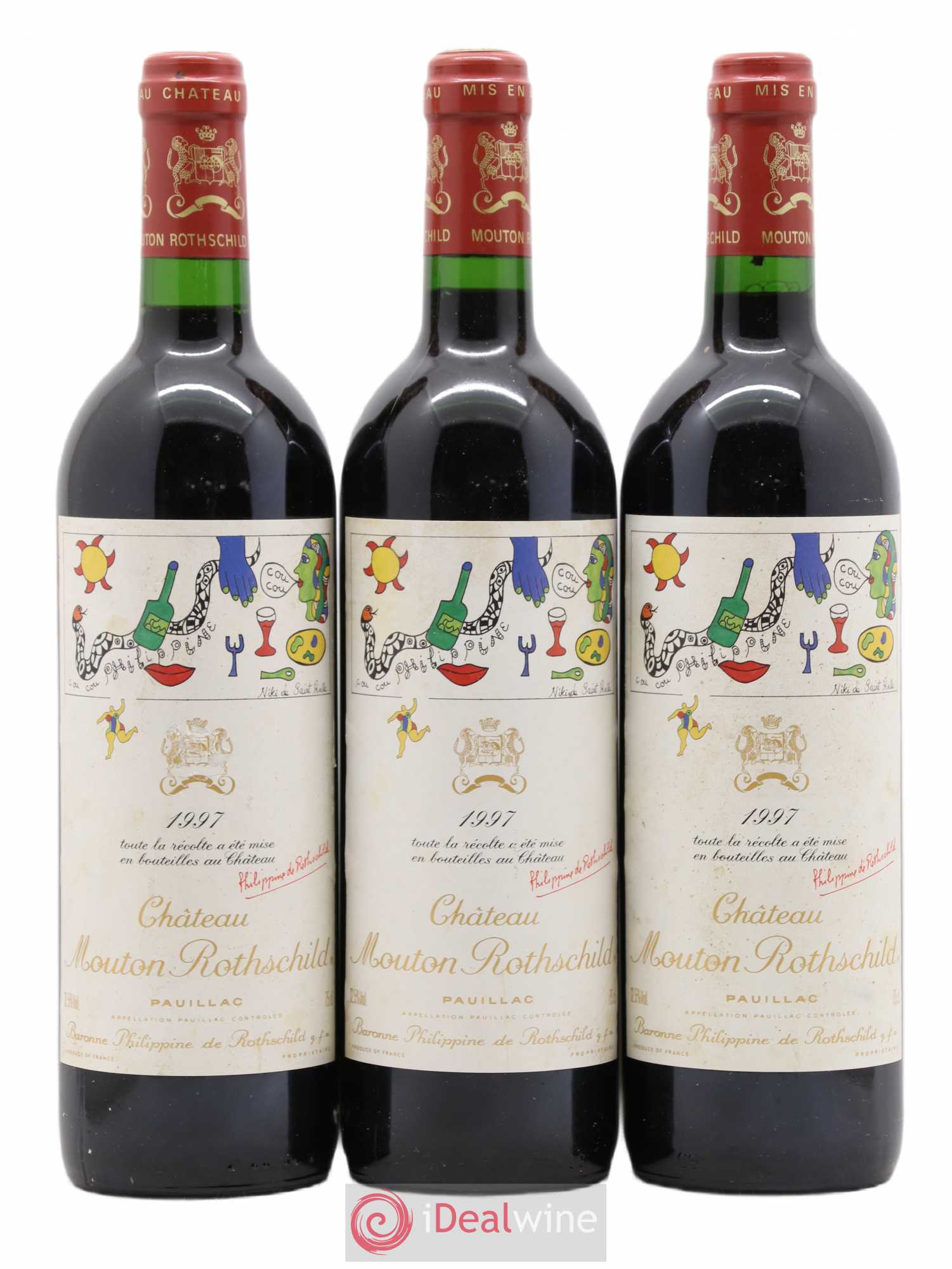 Château Mouton Rothschild 1er Grand Cru Classé 1997 - Lot de 3 bouteilles - 0