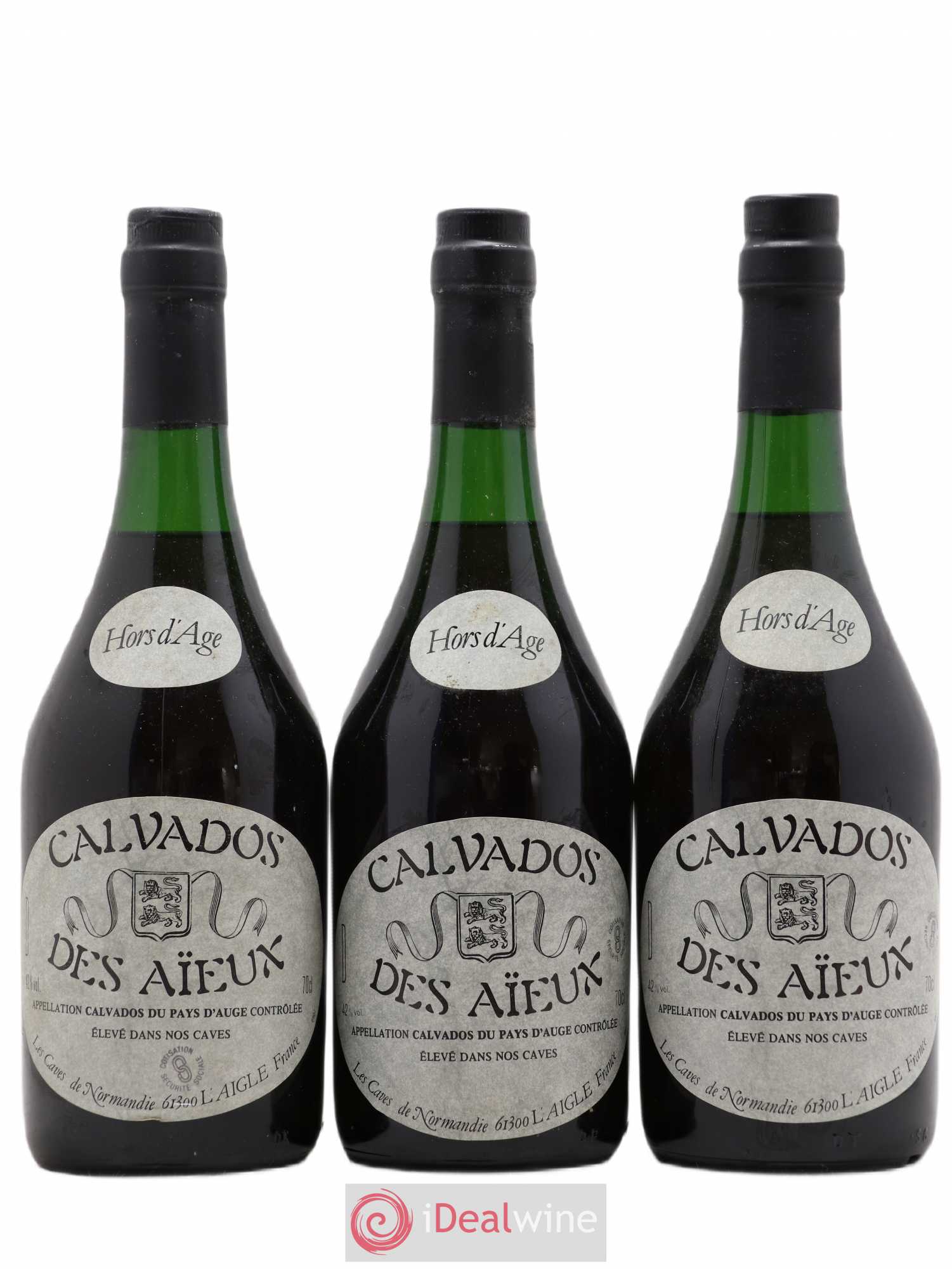 Calvados des Aïeux - Hors d'âge - Pays d'Auge - Caves de Normandie - L'Aigle XO - Lot de 3 bouteilles - 0