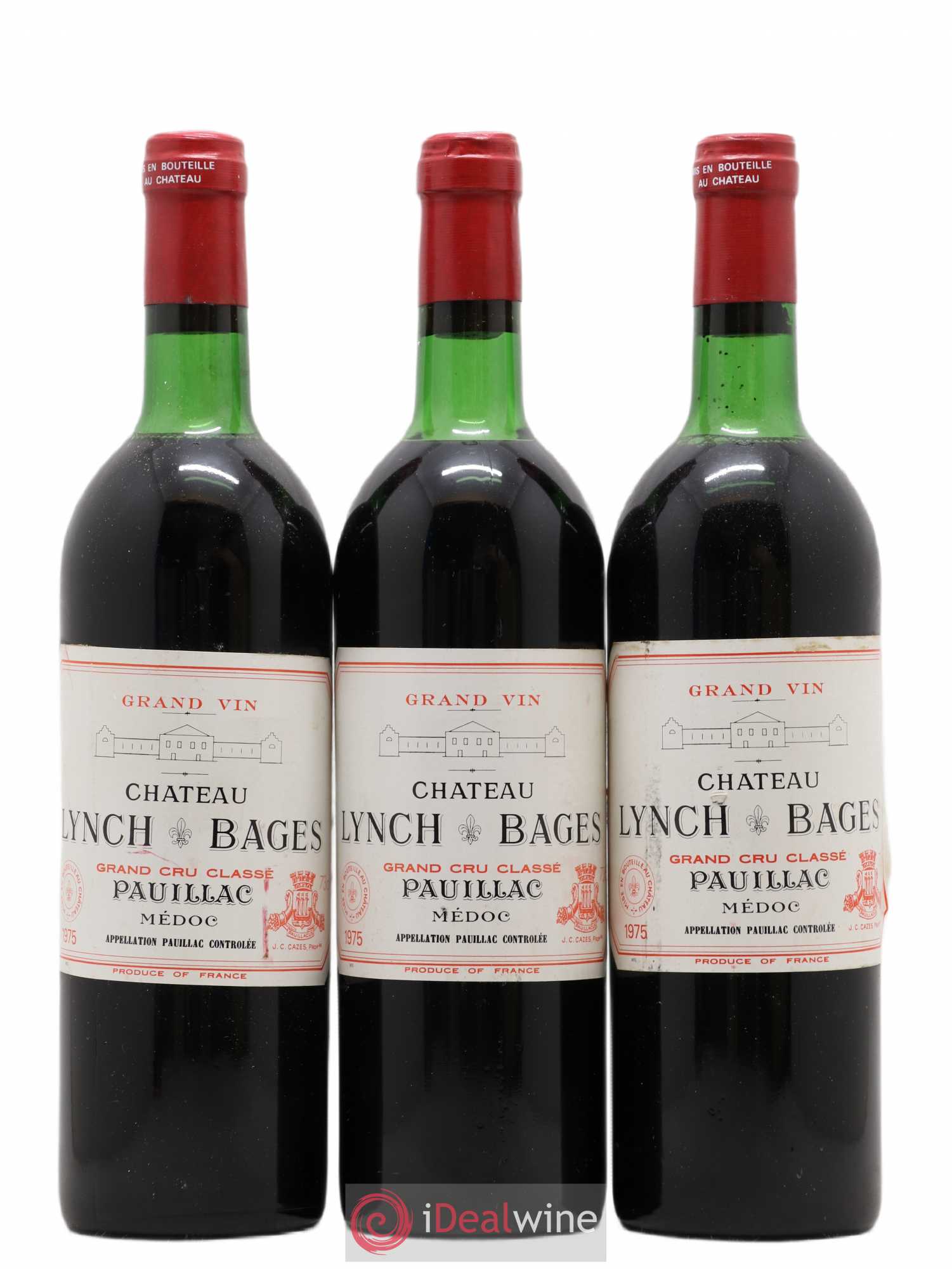 Château Lynch Bages 5ème Grand Cru Classé 1975 - Lot de 3 bouteilles - 0