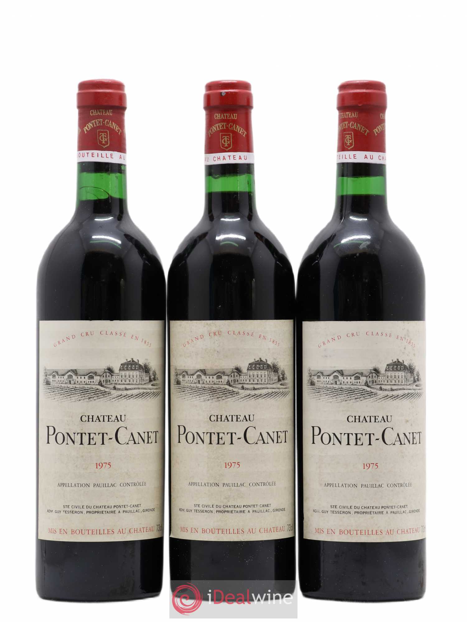 Château Pontet Canet 5ème Grand Cru Classé 1975 - Lot de 3 bouteilles - 0