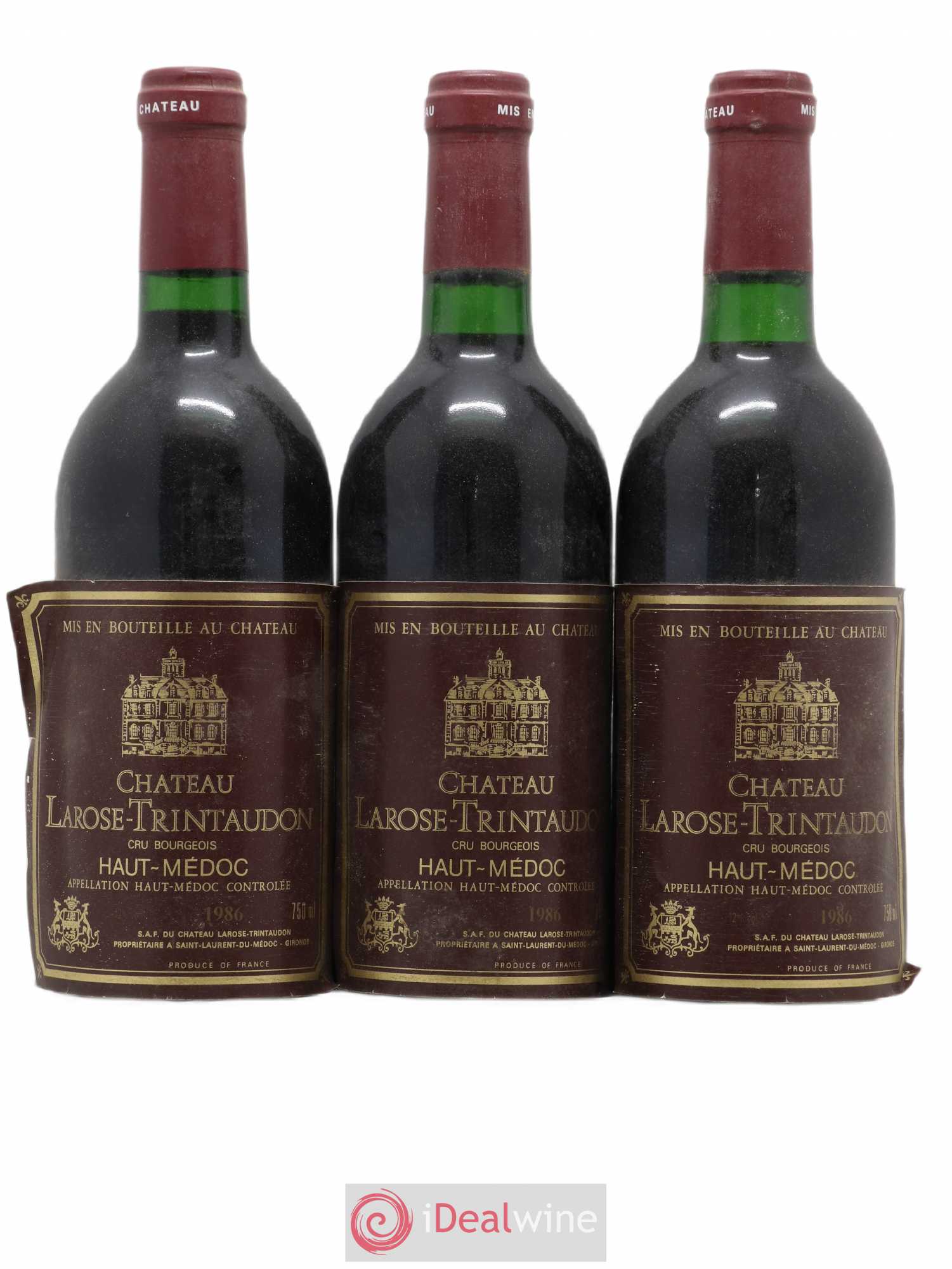 Château Larose Trintaudon Cru Bourgeois (sans prix de réserve) 1986 - Lot de 3 bouteilles - 0