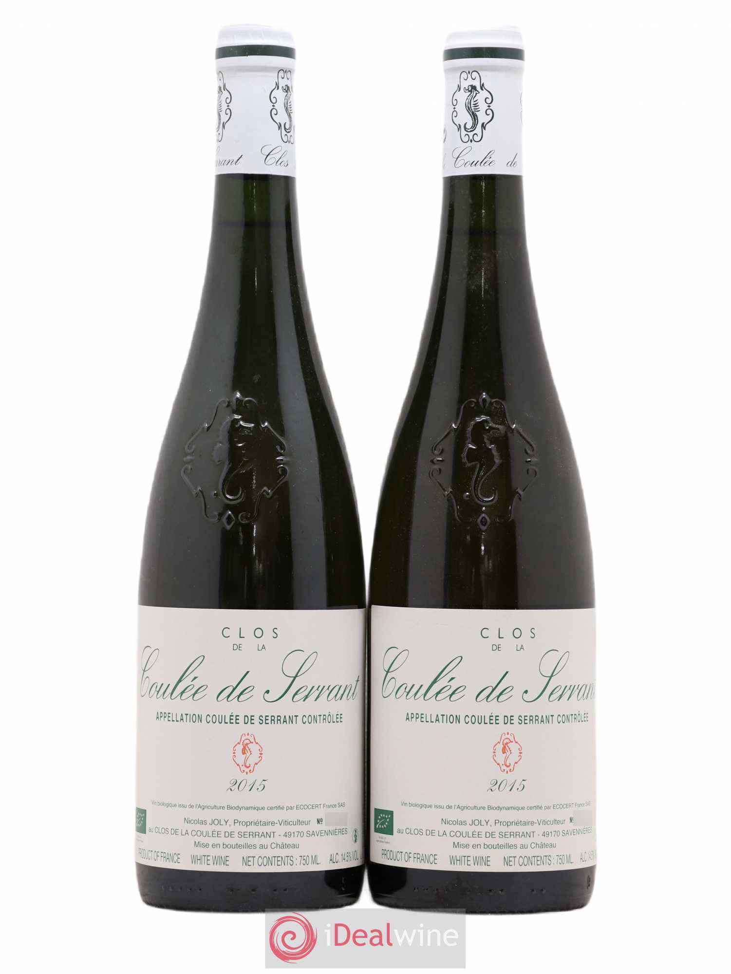 Savennières Clos de la Coulée de Serrant Vignobles de la Coulée de Serrant - Nicolas Joly 2015 - Lot de 2 bouteilles - 0
