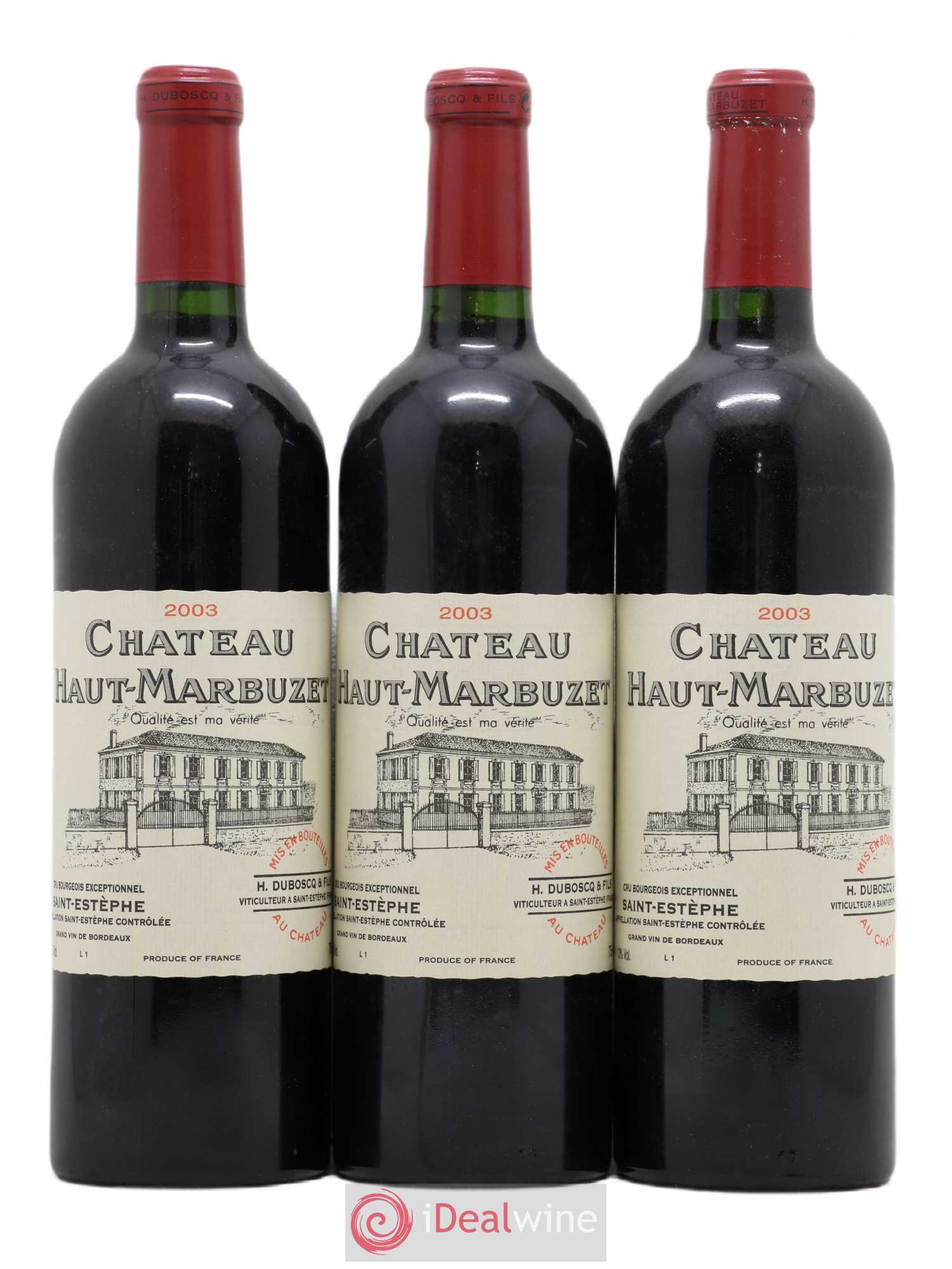 Château Haut Marbuzet 2003 - Lot de 3 bouteilles - 0