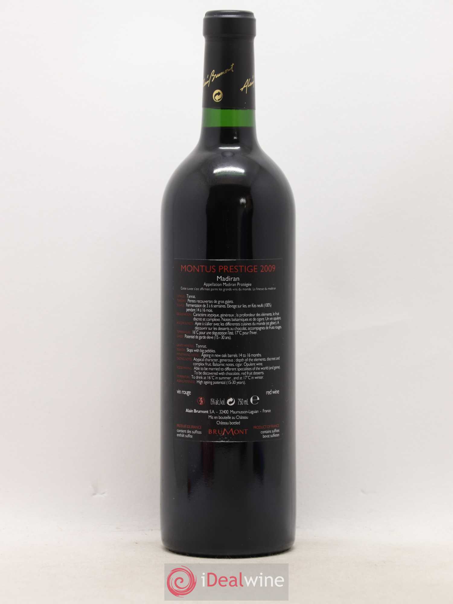 Madiran Château Montus-Prestige Alain Brumont 2009 - Lot de 1 bouteille - 1