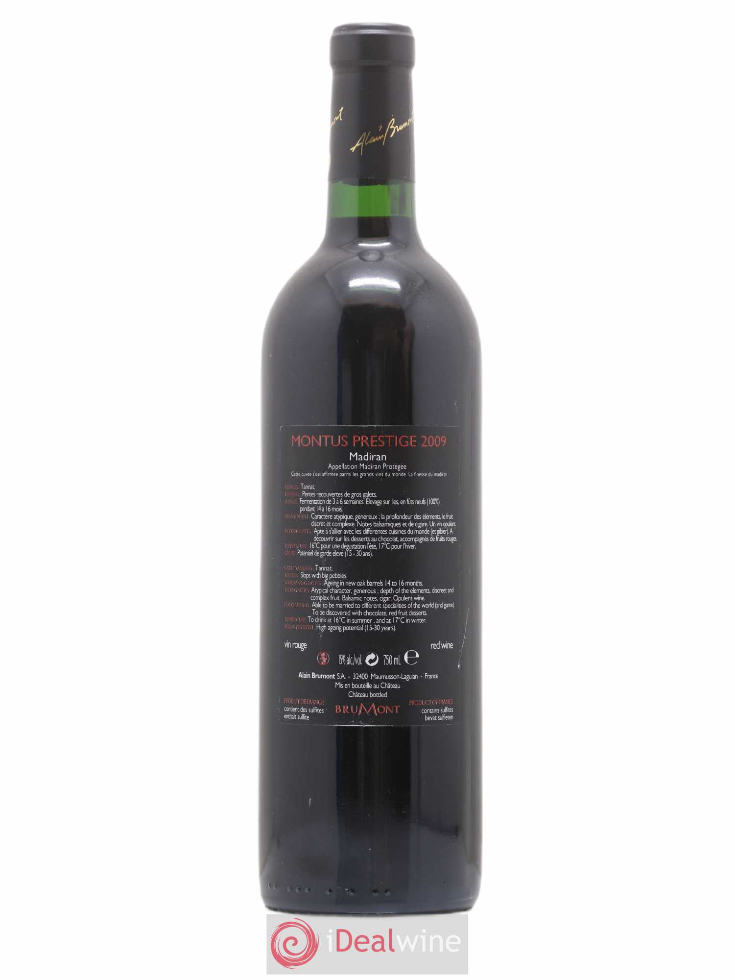 Madiran Château Montus-Prestige Alain Brumont 2009 - Lot de 1 bouteille - 1