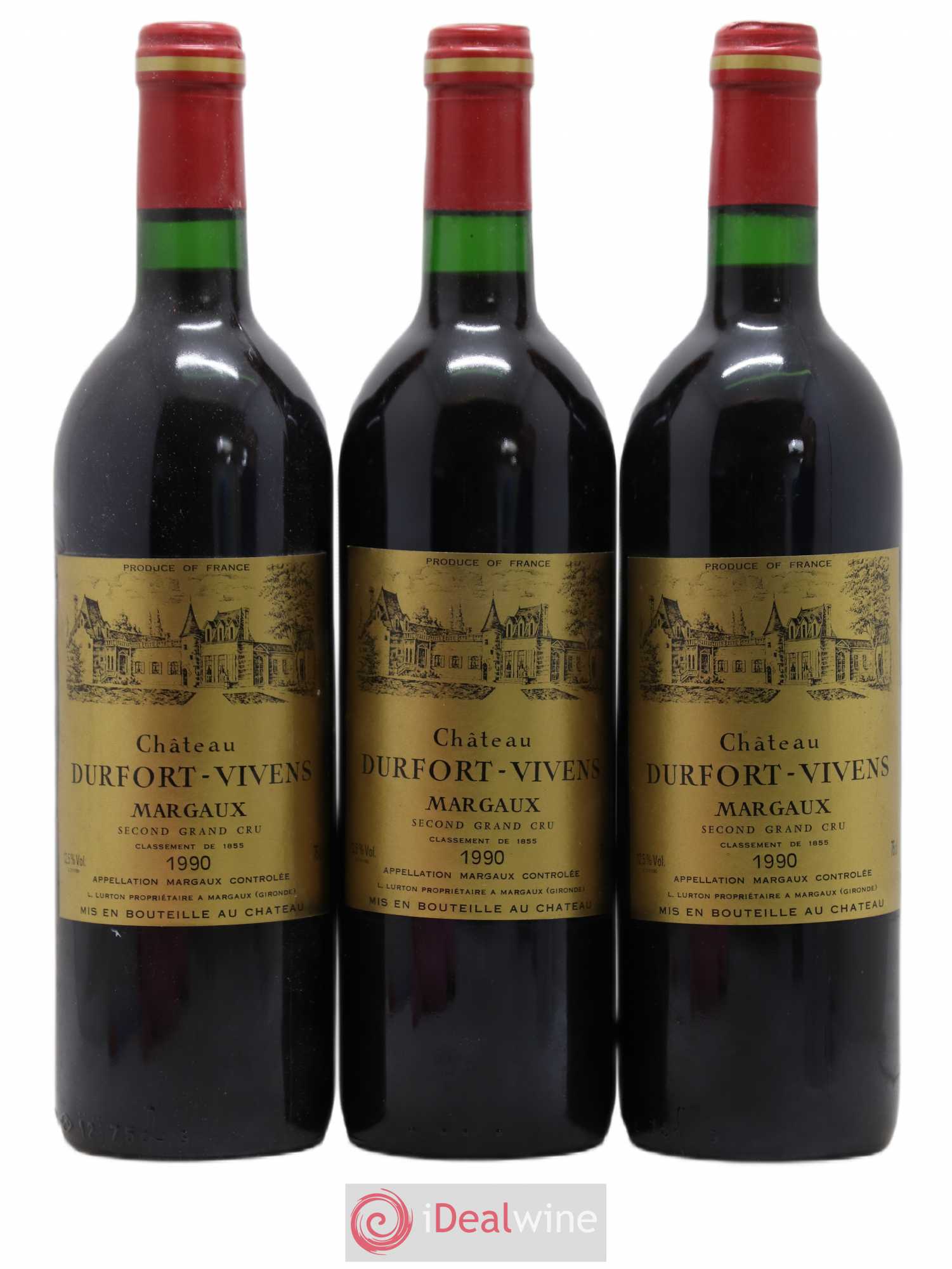 Château Durfort Vivens 2ème Grand Cru Classé 1990 - Lot de 3 bouteilles - 0