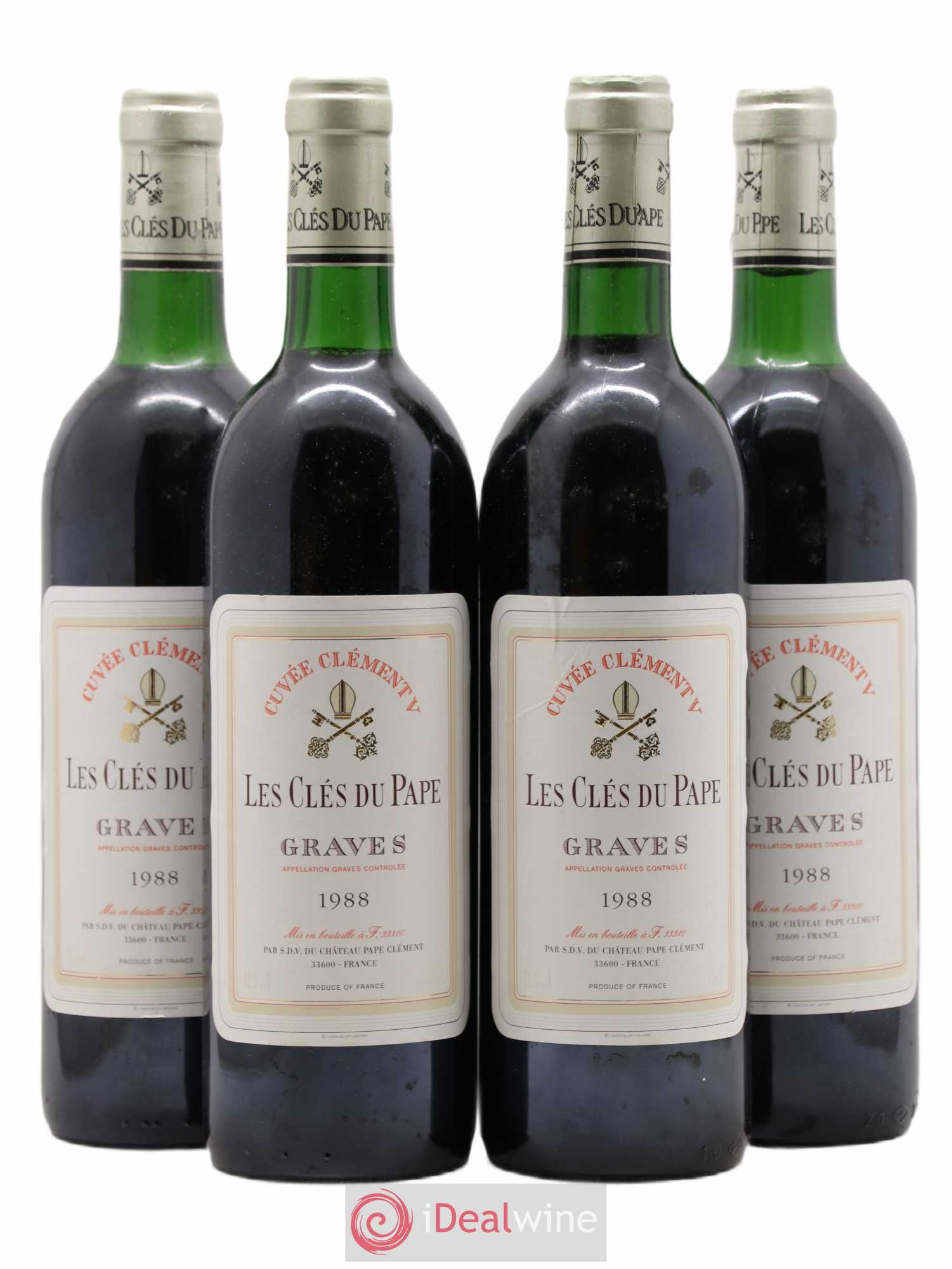 Pessac-Léognan Les Clés du Pape Clément Château Pape Clément Cuvée Clément V 1988 - Posten von 4 Flaschen - 0