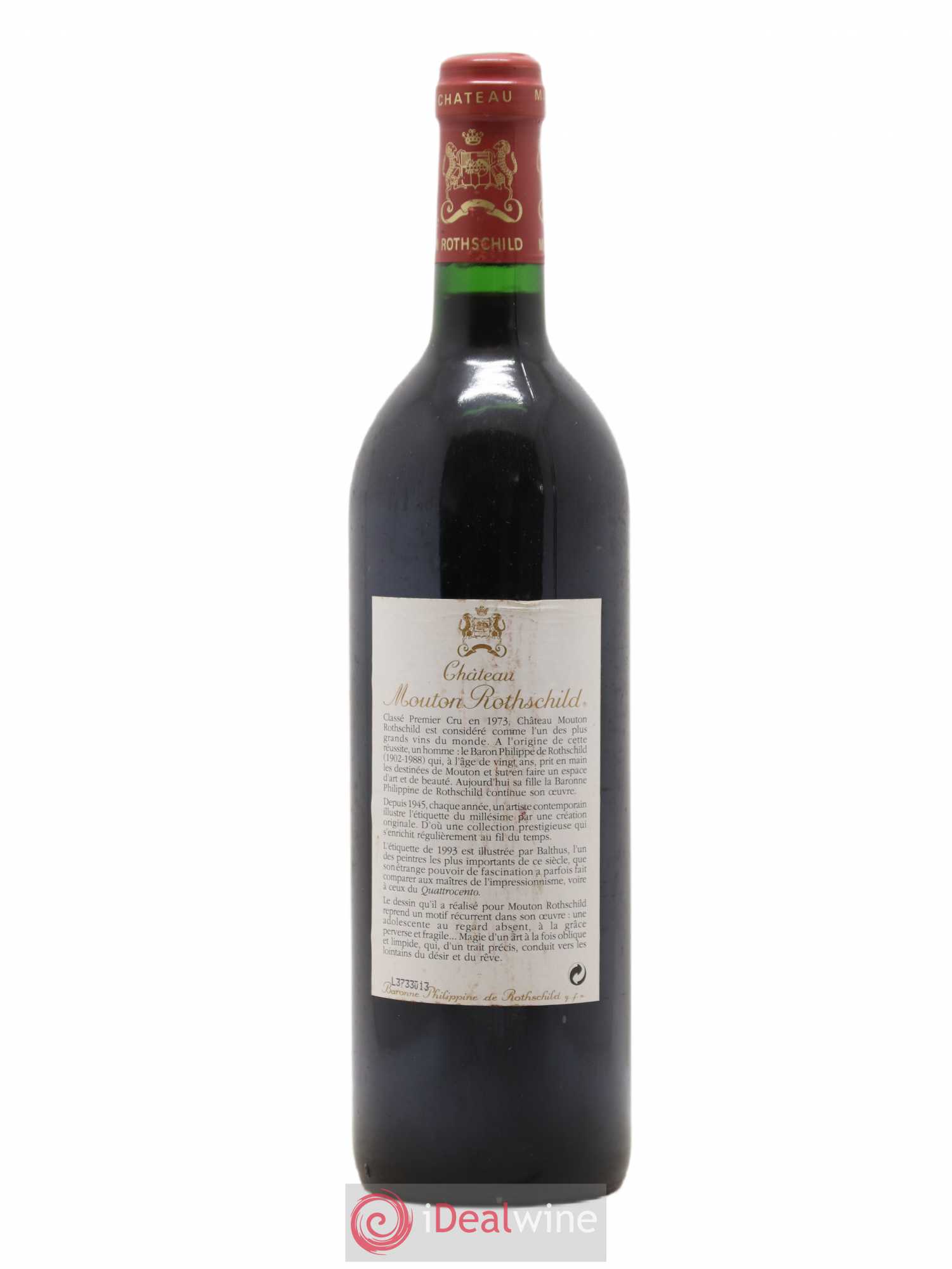 Château Mouton Rothschild 1er Grand Cru Classé 1993 - Lot de 1 bouteille - 1