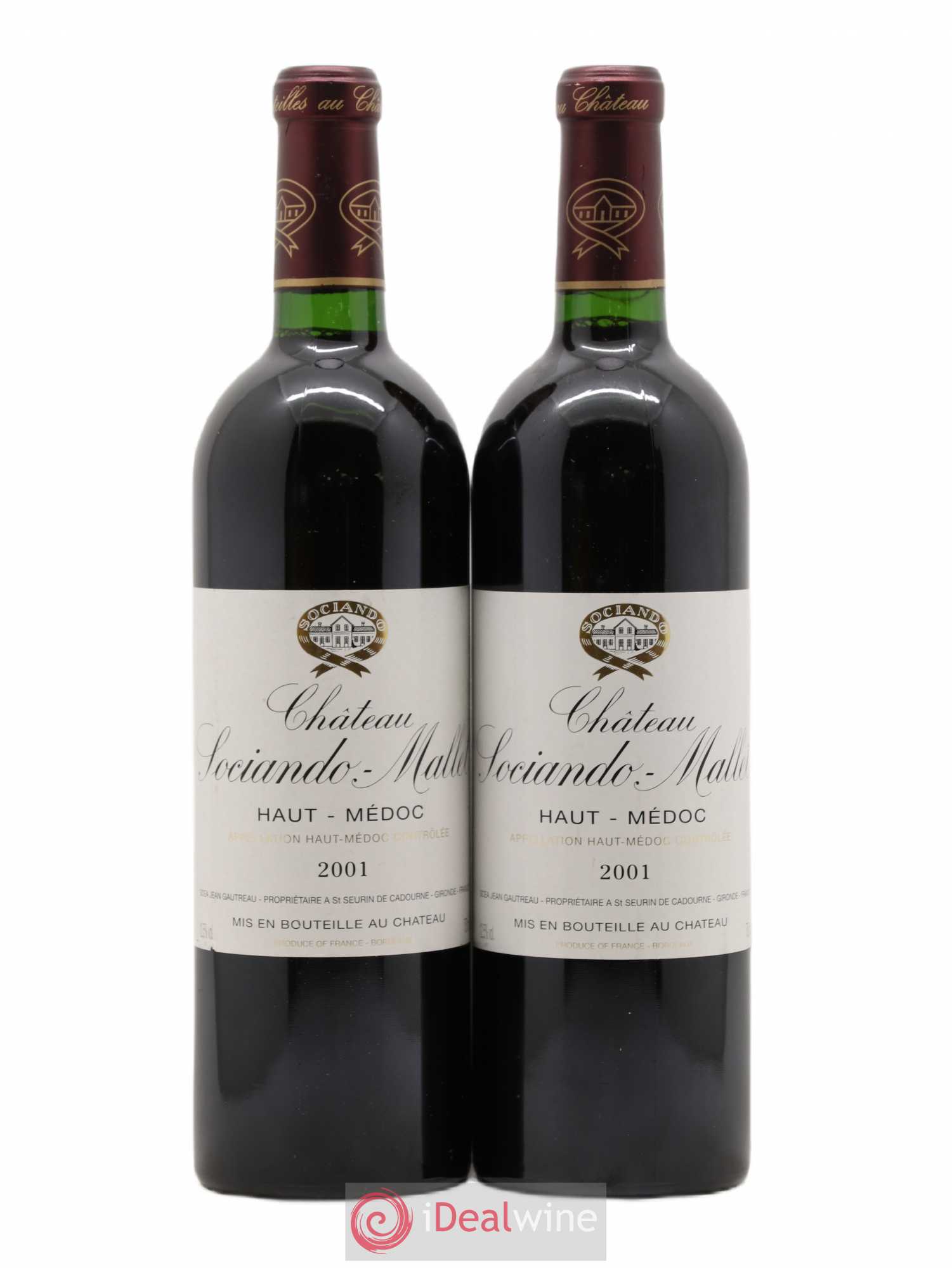 Château Sociando Mallet 2001 - Lot de 2 bouteilles - 0
