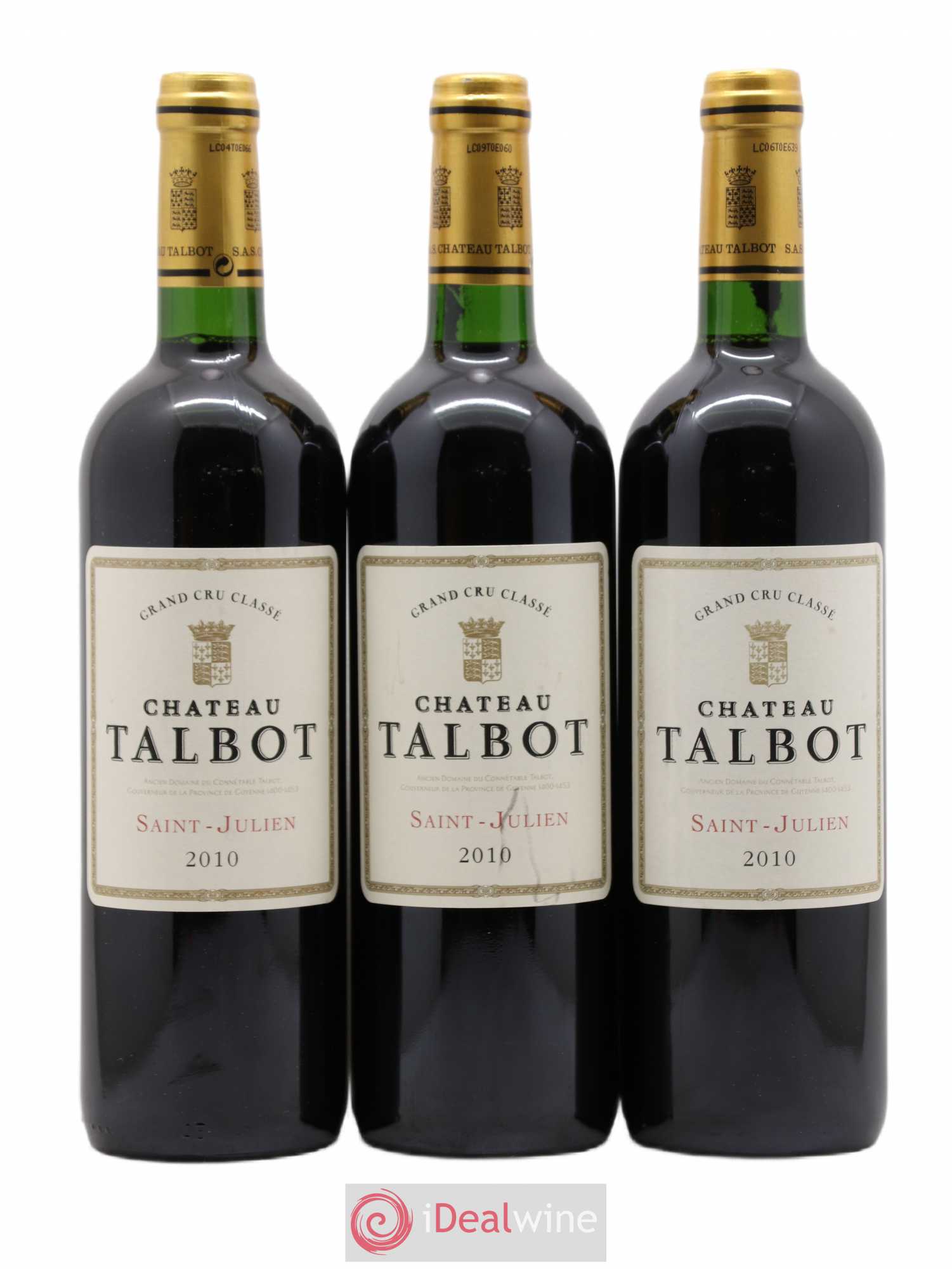 Château Talbot 4ème Grand Cru Classé 2010 - Lot de 3 bouteilles - 0