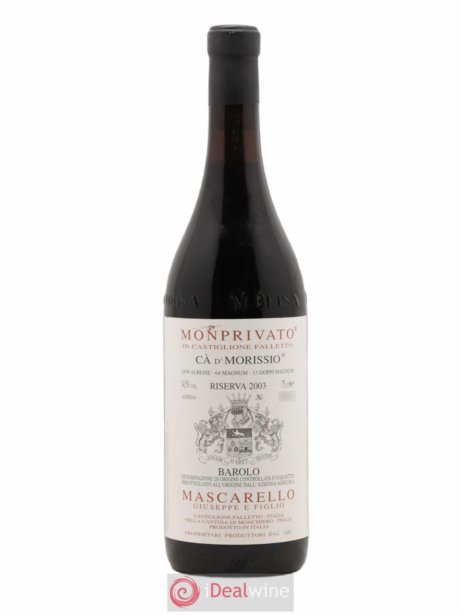 Barolo DOCG Monprivato Ca D' Morissio Riserva Giuseppe Mascarello Riserva 2003 - Lot de 1 bouteille - 0